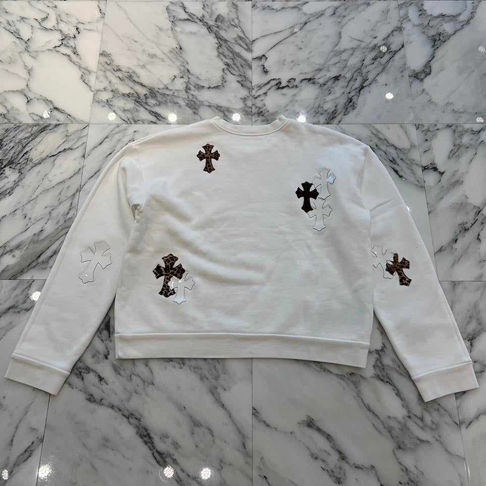 CHROME HEARTS Y NOT Multi Leather Cross Patch Sweatshirt Size M クロムハーツ ワイノット マルチレザークロスパッチ スウェットシャツ サイズM