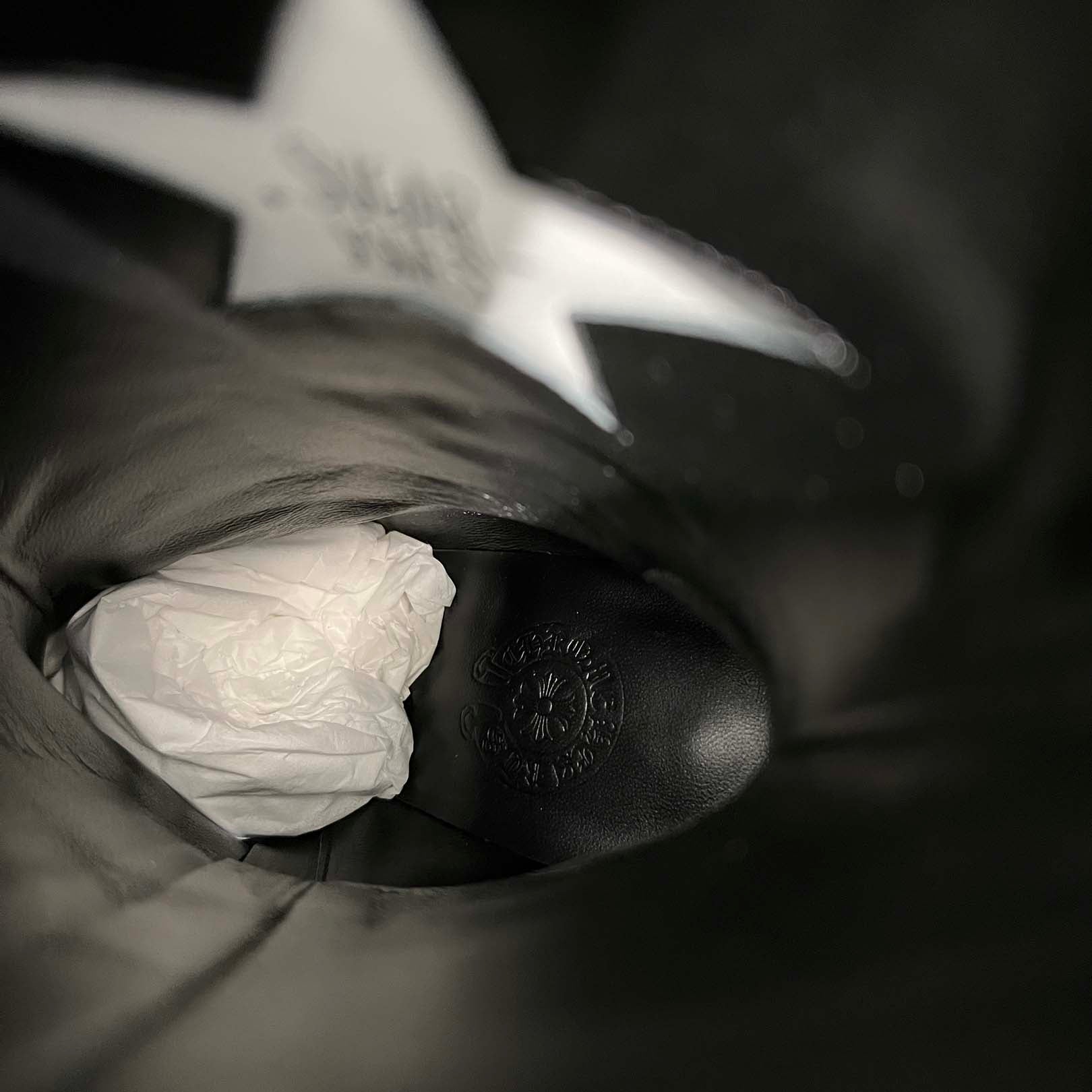 CHROME HEARTS SUGER JONES Triple Cross Leather Patch Heel boots Size 39(約24.0cm) クロムハーツ シュガージョーンズ トリプルクロス レザーパッチ ヒールブーツ サイズ39(約24.0cm)