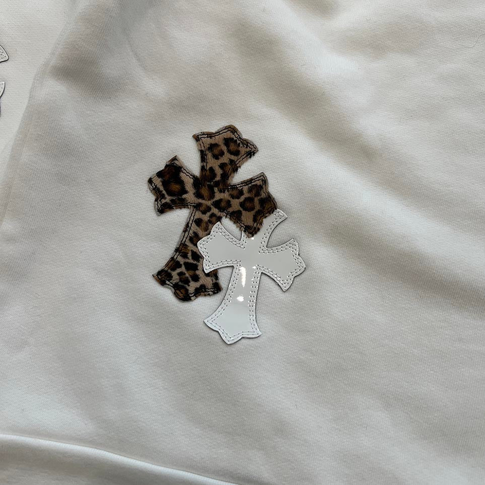 CHROME HEARTS Y NOT Multi Leather Cross Patch Sweatshirt Size M クロムハーツ ワイノット マルチレザークロスパッチ スウェットシャツ サイズM