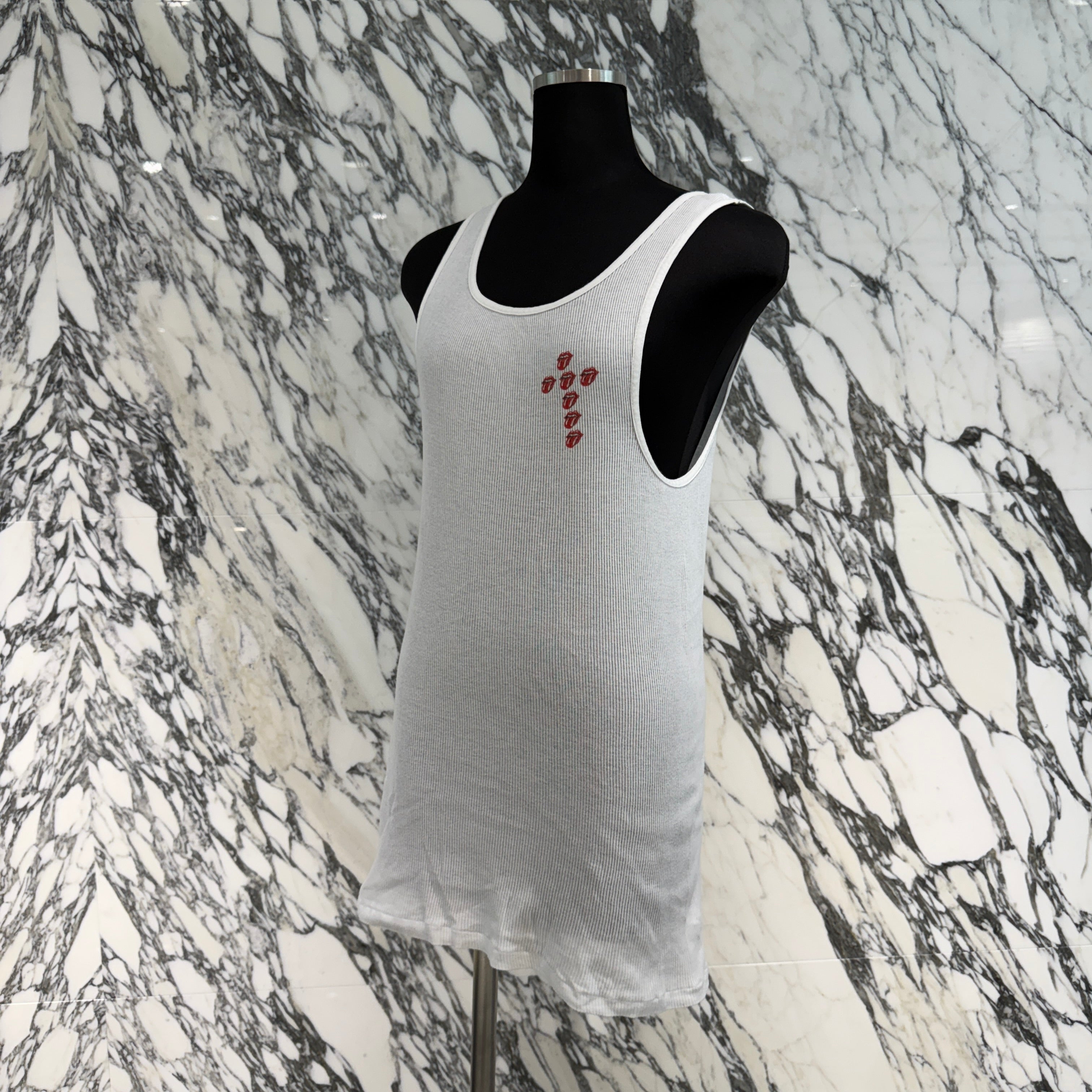 CHROME HEARTS × The Rolling Stones Lip And Tongue Horseshoe Lib Tank Top Size L クロムハーツ × ローリングストーンズ リップアンドタン ホースシュー リブ タンクトップ サイズL