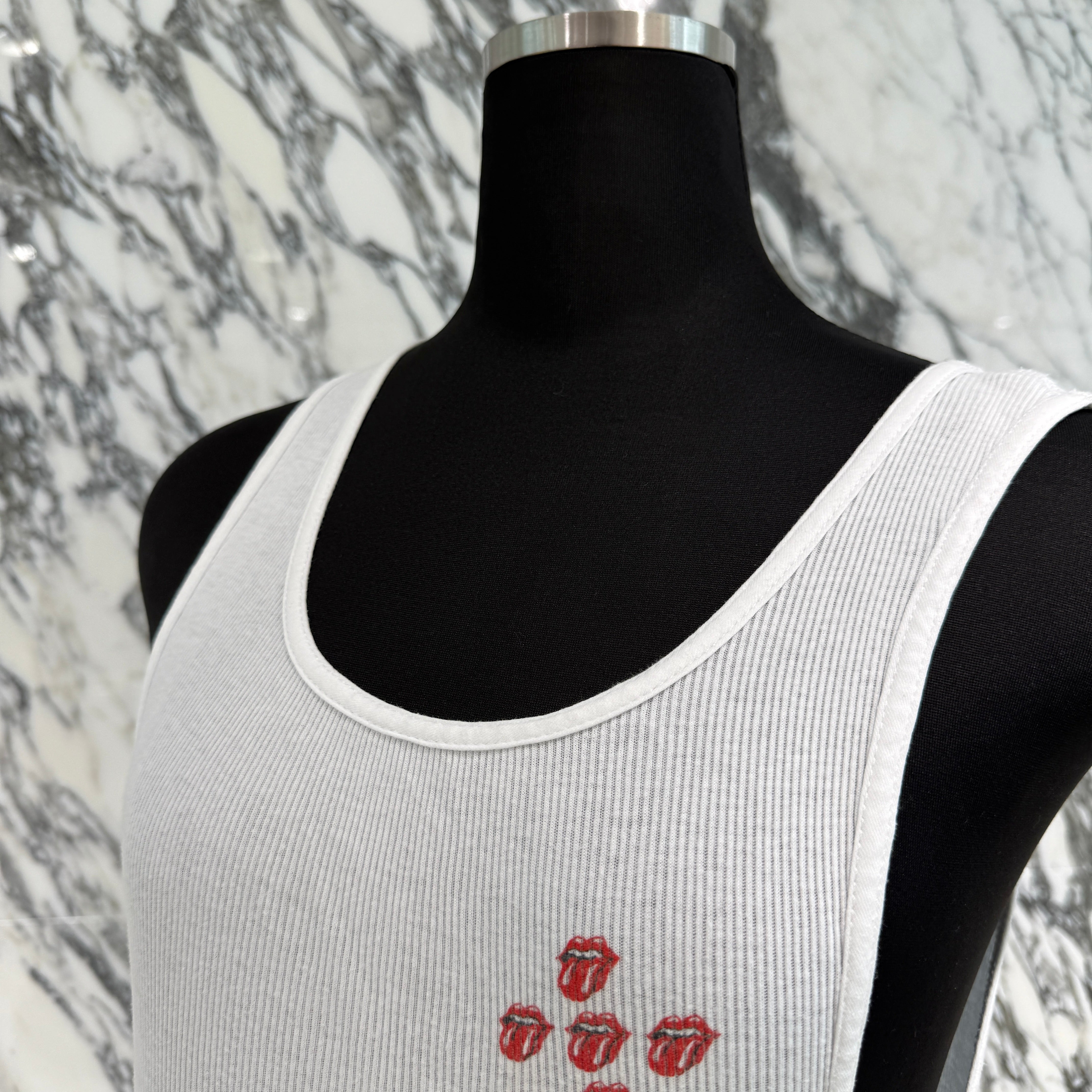 CHROME HEARTS × The Rolling Stones Lip And Tongue Horseshoe Lib Tank Top Size L クロムハーツ × ローリングストーンズ リップアンドタン ホースシュー リブ タンクトップ サイズL
