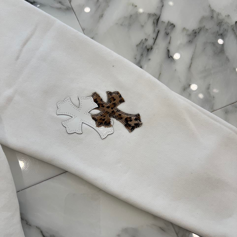CHROME HEARTS Y NOT Multi Leather Cross Patch Sweatshirt Size M