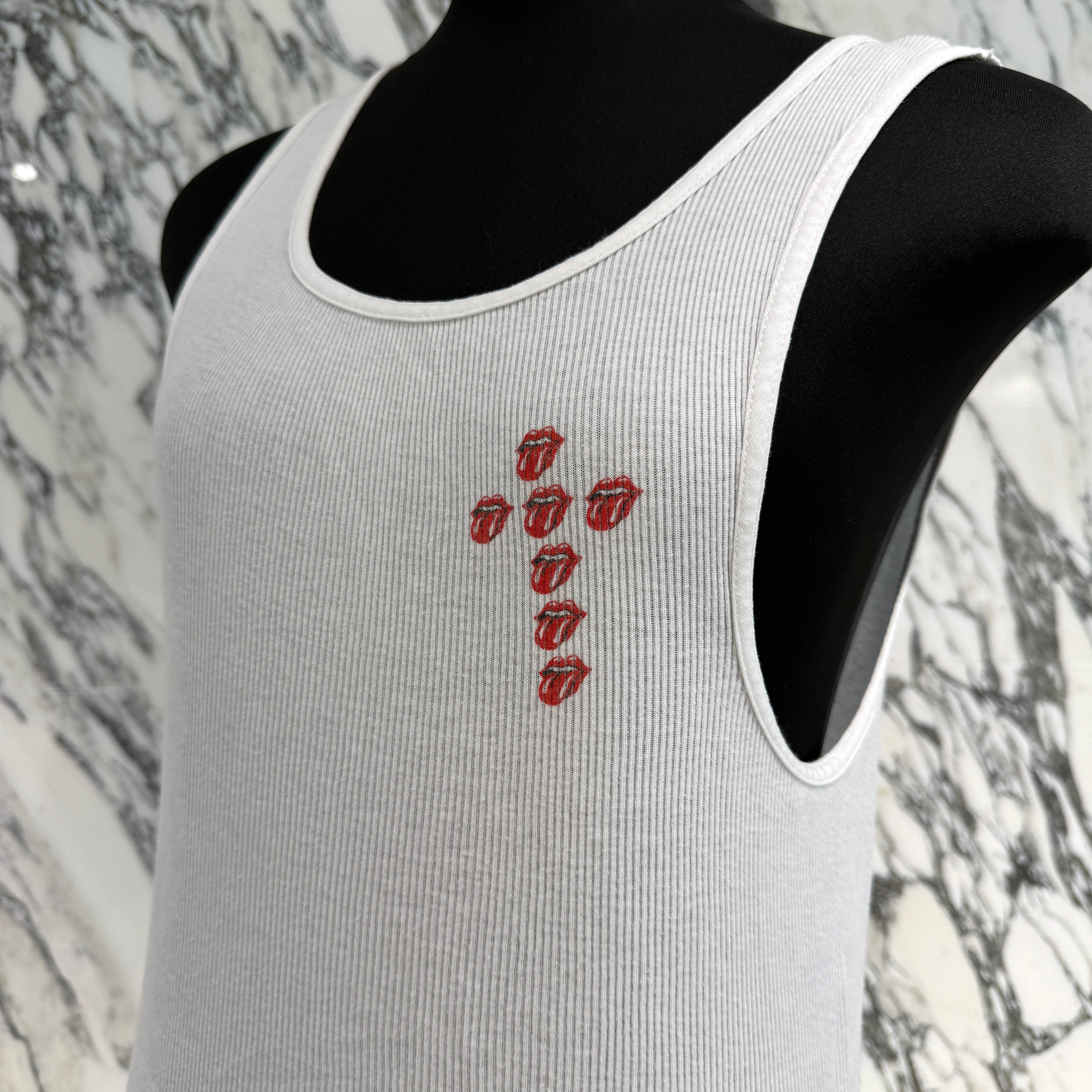 CHROME HEARTS × The Rolling Stones Lip And Tongue Horseshoe Lib Tank Top Size L クロムハーツ × ローリングストーンズ リップアンドタン ホースシュー リブ タンクトップ サイズL