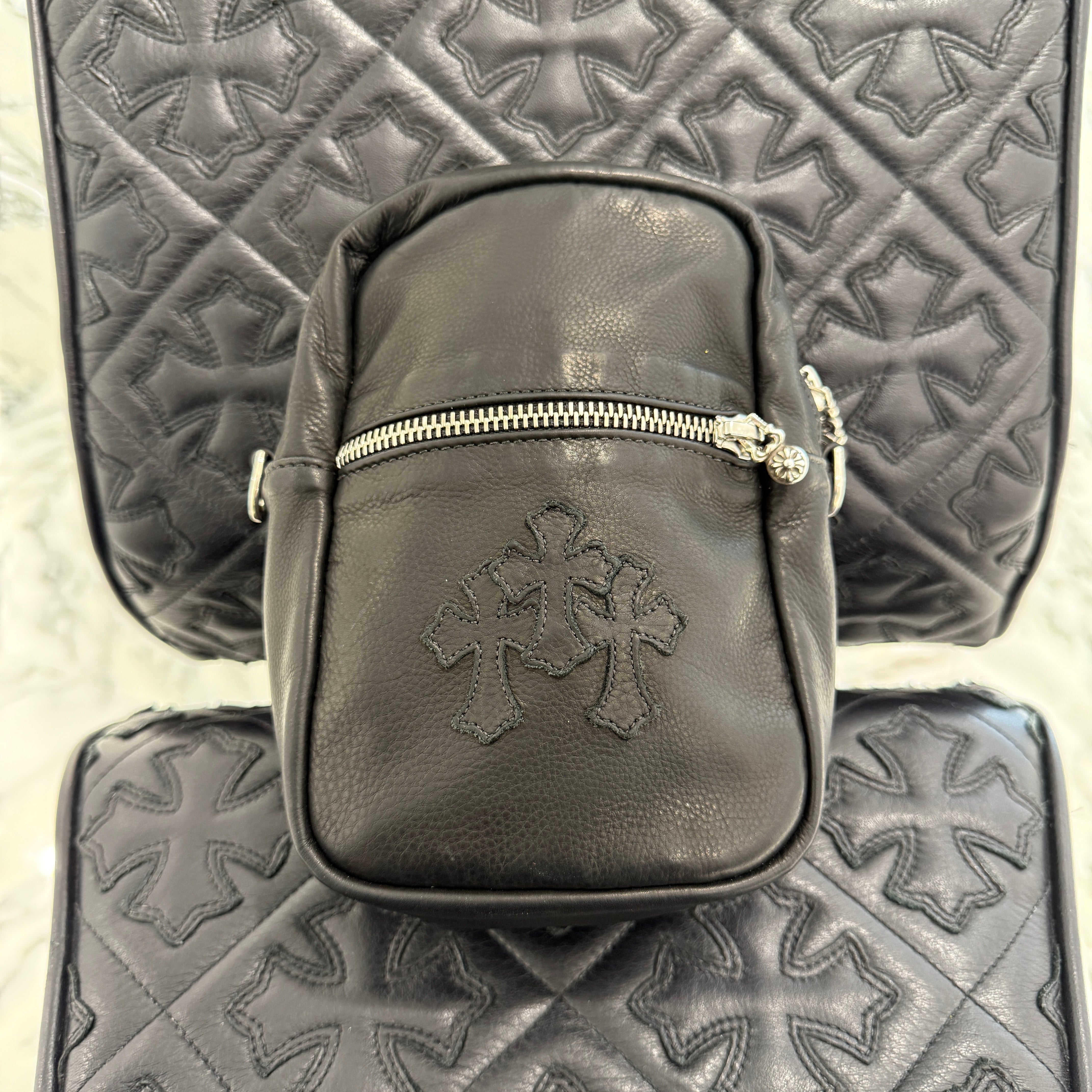 CHROME HEARTS TAKAMINI 3 Cemetery Cross Leather Patch Leather Shoulder Bag クロムハーツ タカミニ 3セメタリークロスレザーパッチ レザー ショルダーバッグ