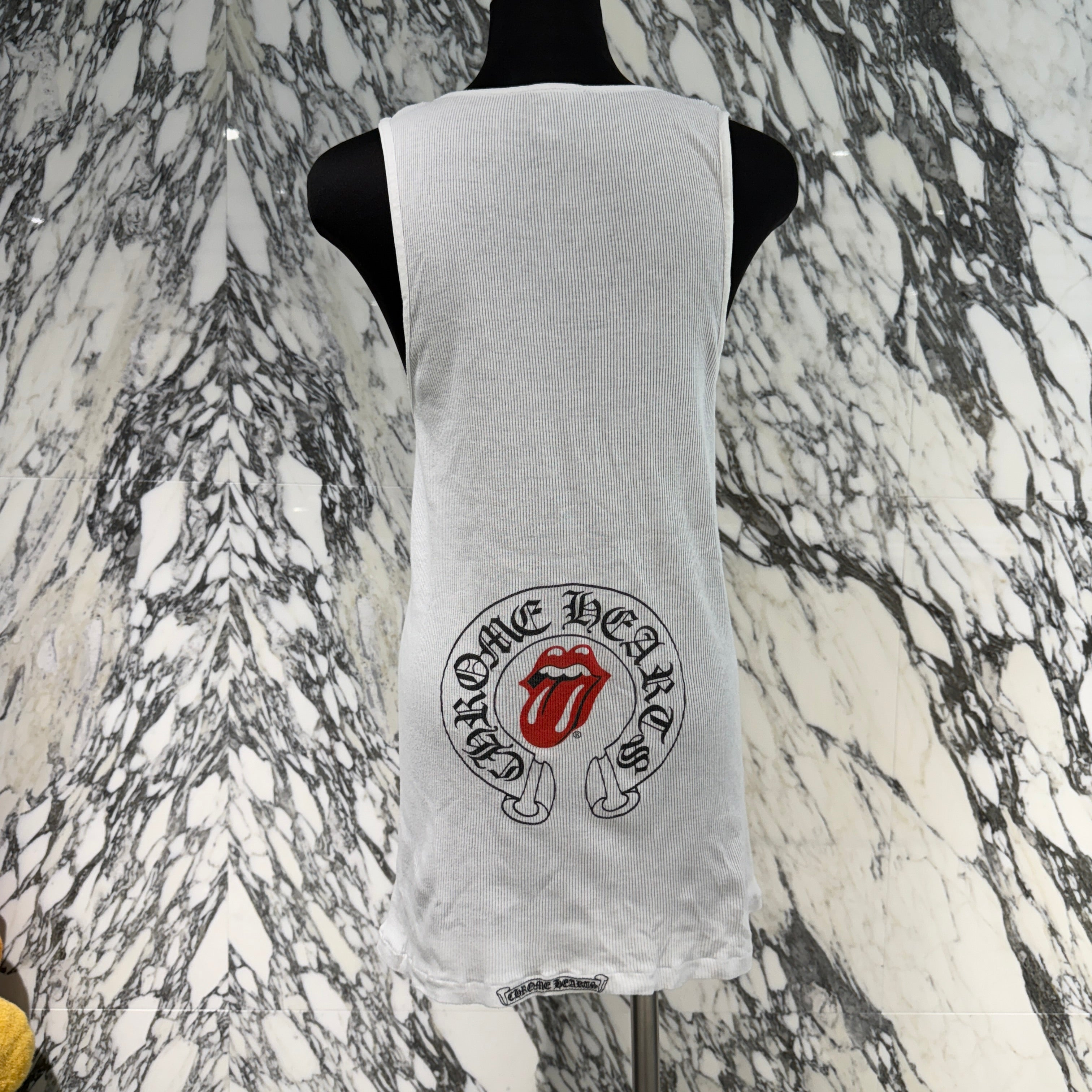 CHROME HEARTS × The Rolling Stones Lip And Tongue Horseshoe Lib Tank Top Size L クロムハーツ × ローリングストーンズ リップアンドタン ホースシュー リブ タンクトップ サイズL