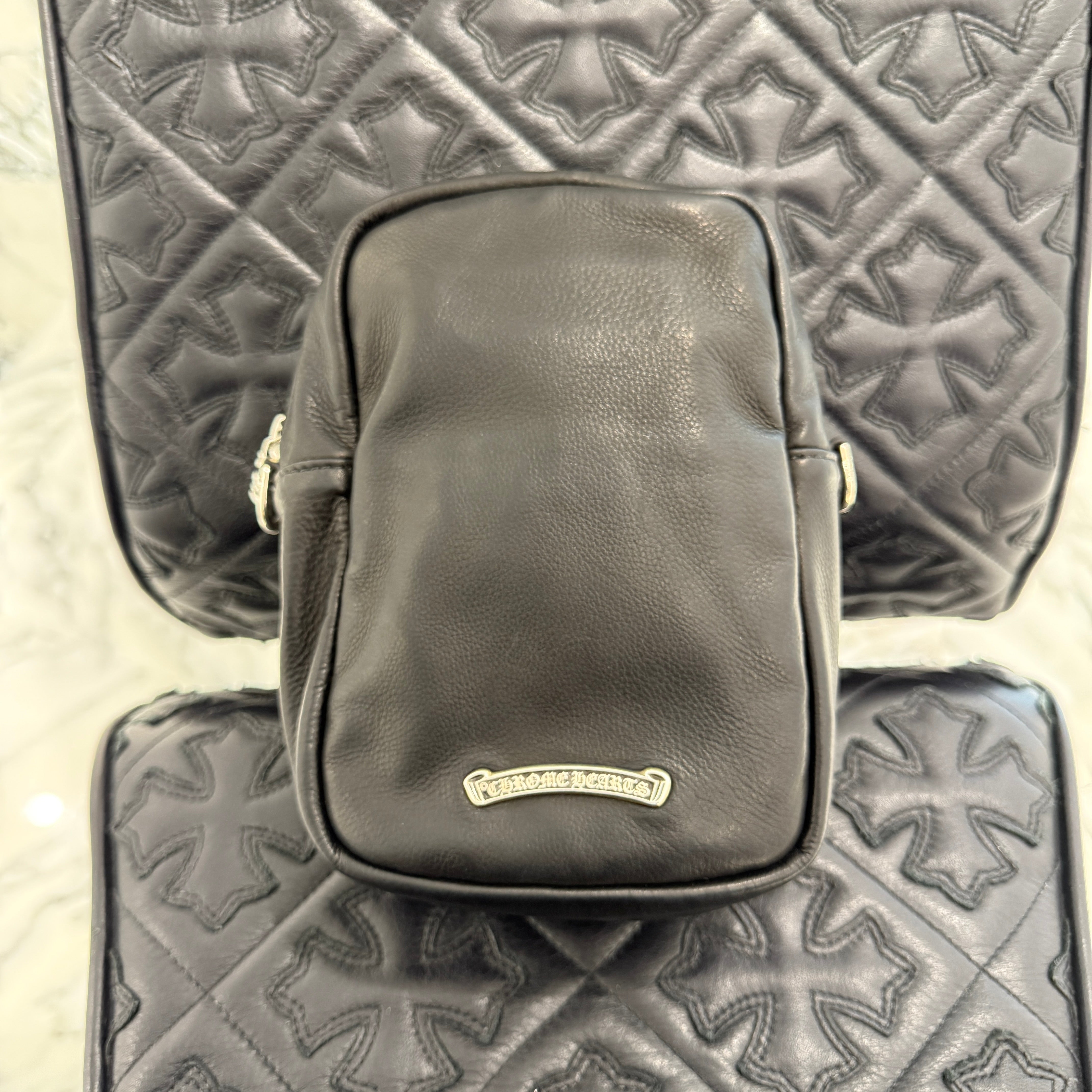 CHROME HEARTS TAKAMINI 3 Cemetery Cross Leather Patch Leather Shoulder Bag クロムハーツ タカミニ 3セメタリークロスレザーパッチ レザー ショルダーバッグ