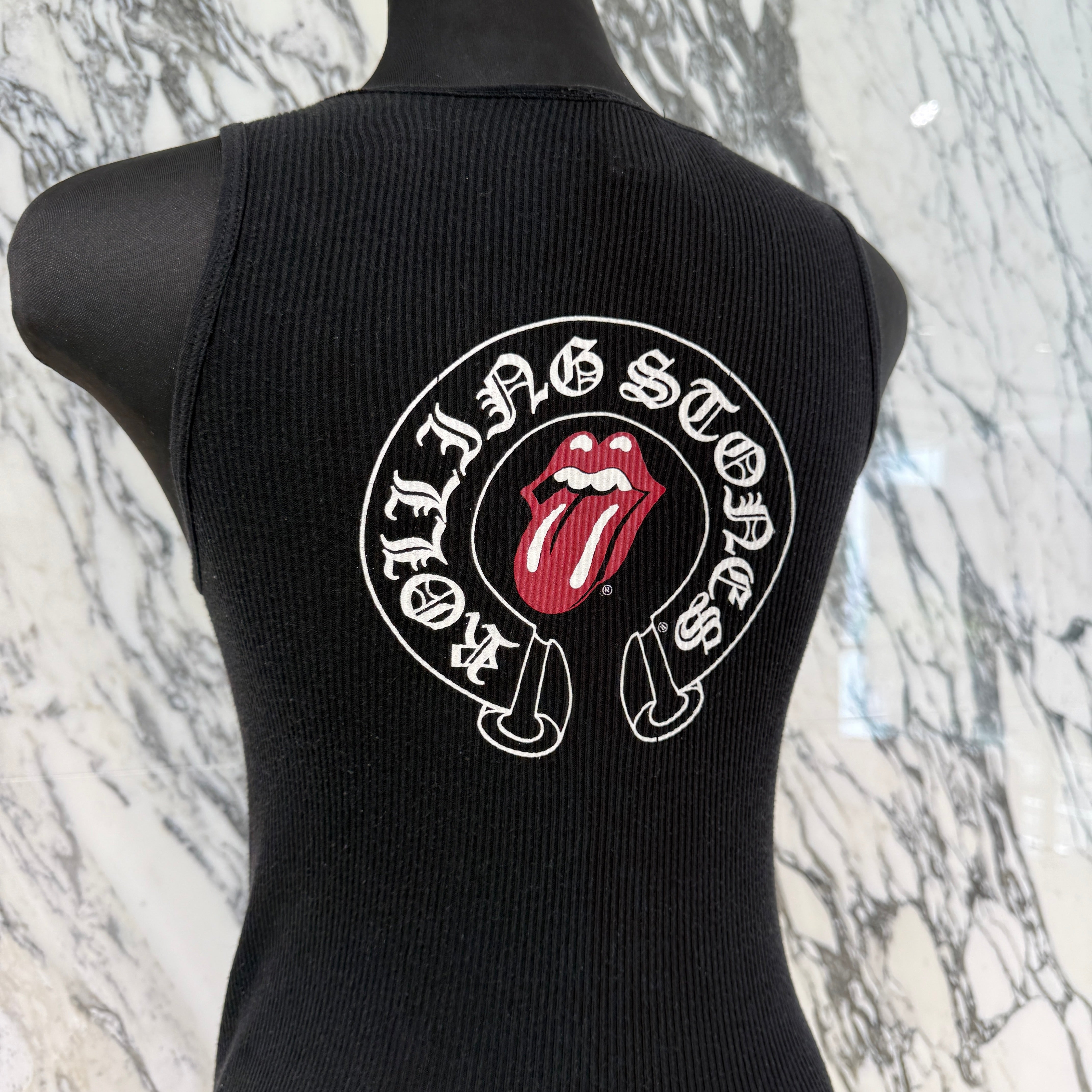CHROME HEARTS × The Rolling Stones Lip And Tongue Horseshoe Lib Tank Top Size XS クロムハーツ × ローリングストーンズ リップアンドタン ホースシュー リブ タンクトップ サイズXS