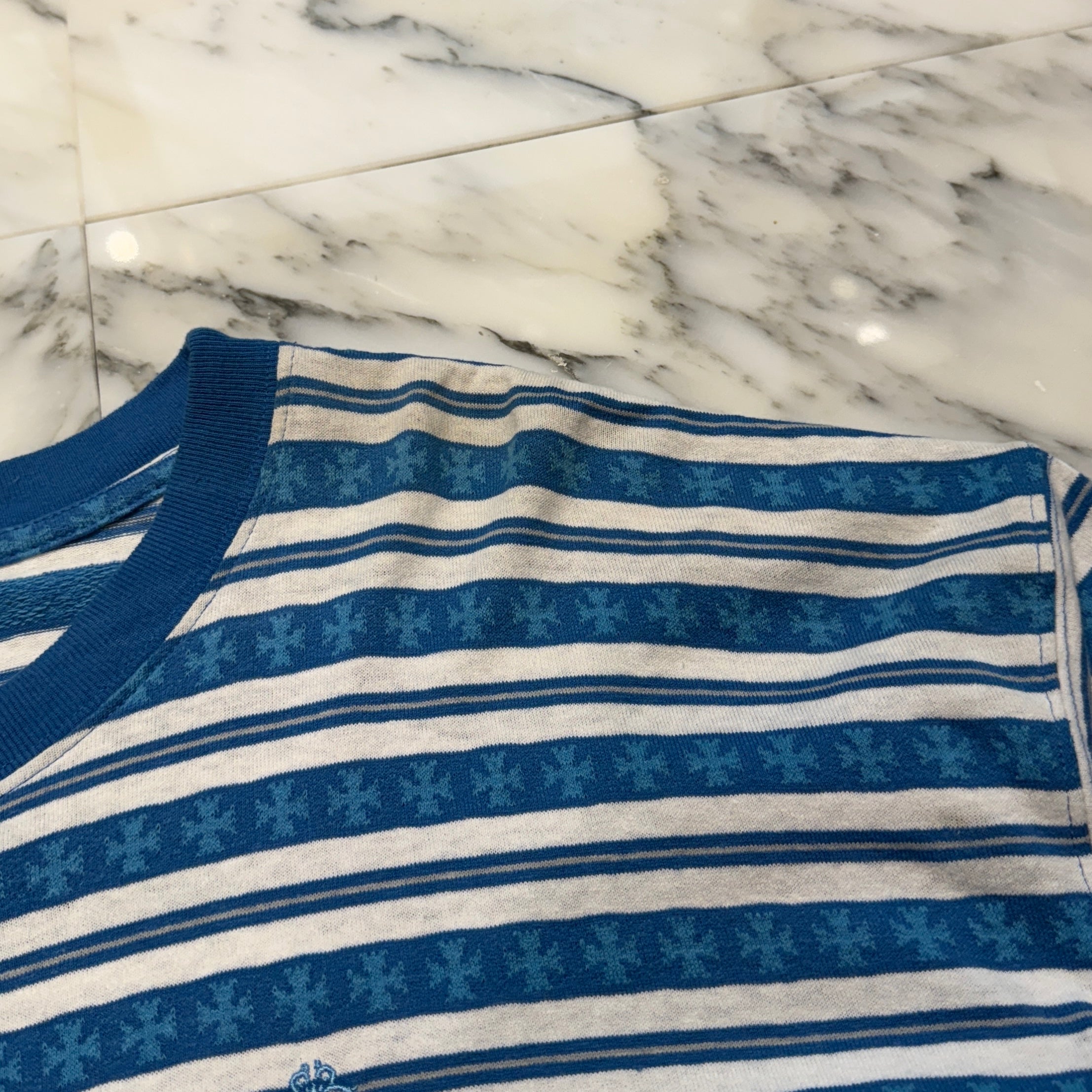 CHROME HEARTS Y NOT Vine Dagger Embroidery CH Plus Stripe Tee Size M クロムハーツ ワイノット ヴァインダガー刺繍 CHプラス ストライプ Tシャツ サイズM