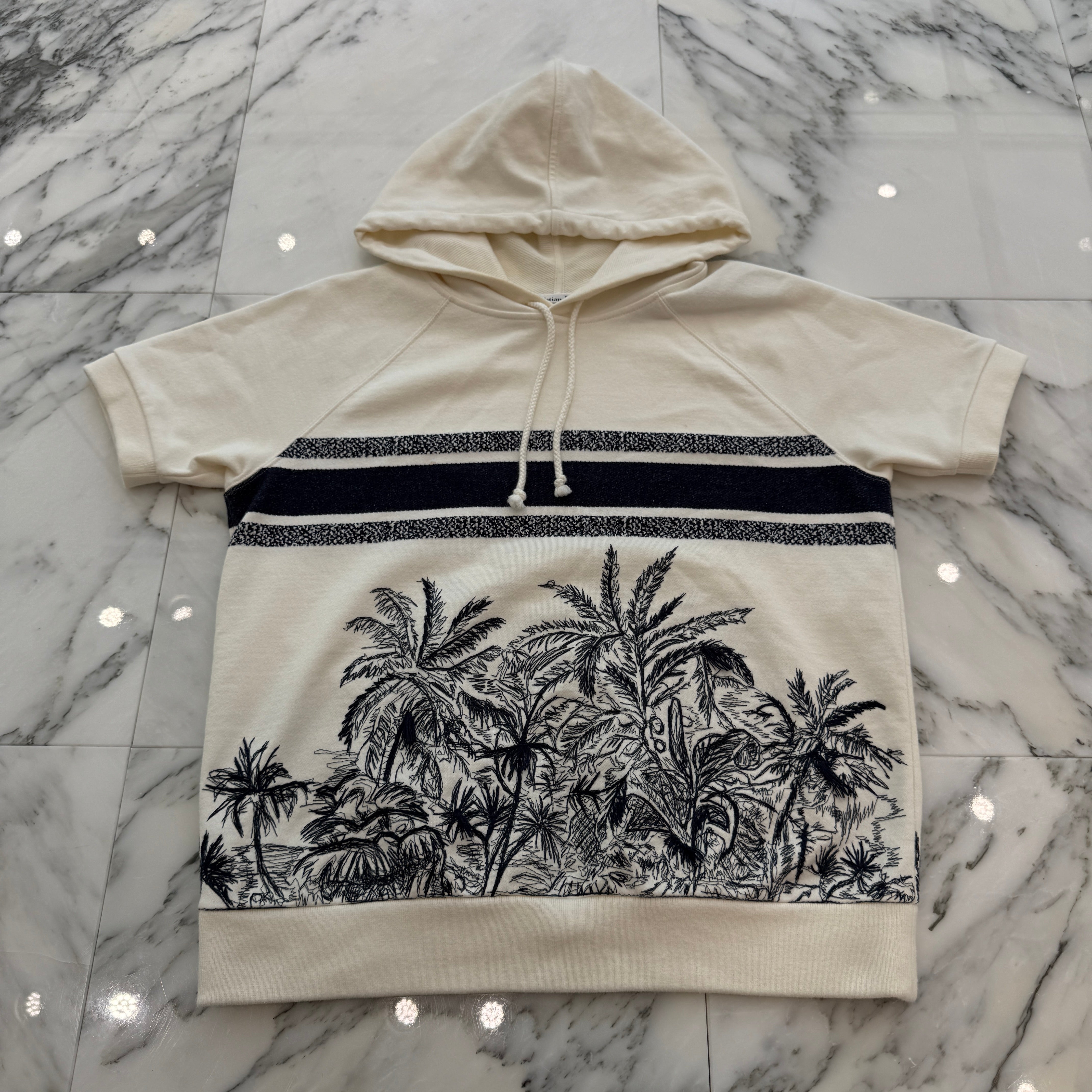 DIOR 2021SS CHEZ MOI Back Logo Embroidery Short Sleeve Hoodie 123S06A4458 Size S ディオール CHEZ MOI バックロゴ刺繍 ショートスリーブ フーディ サイズS