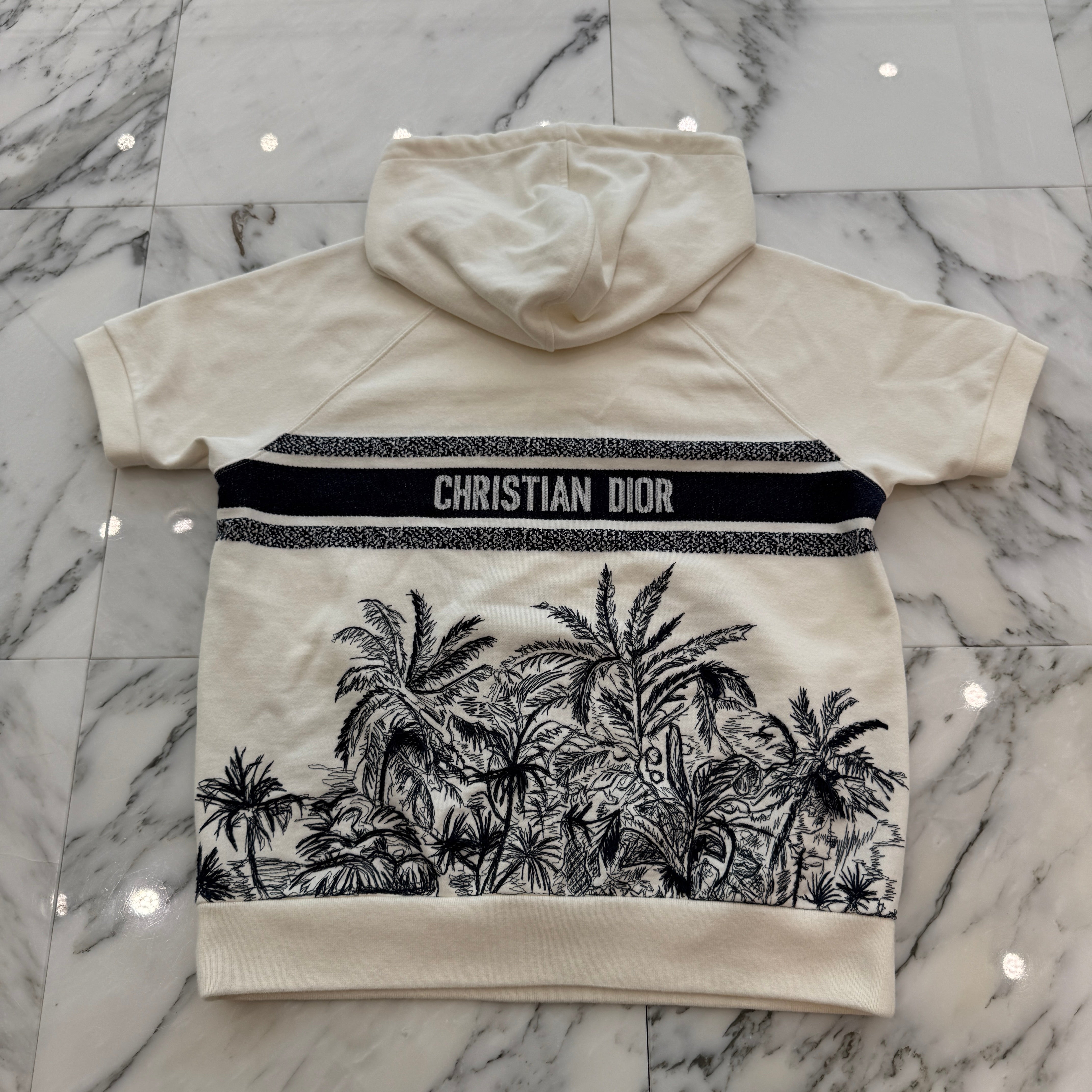 DIOR 2021SS CHEZ MOI Back Logo Embroidery Short Sleeve Hoodie 123S06A4458 Size S ディオール CHEZ MOI バックロゴ刺繍 ショートスリーブ フーディ サイズS