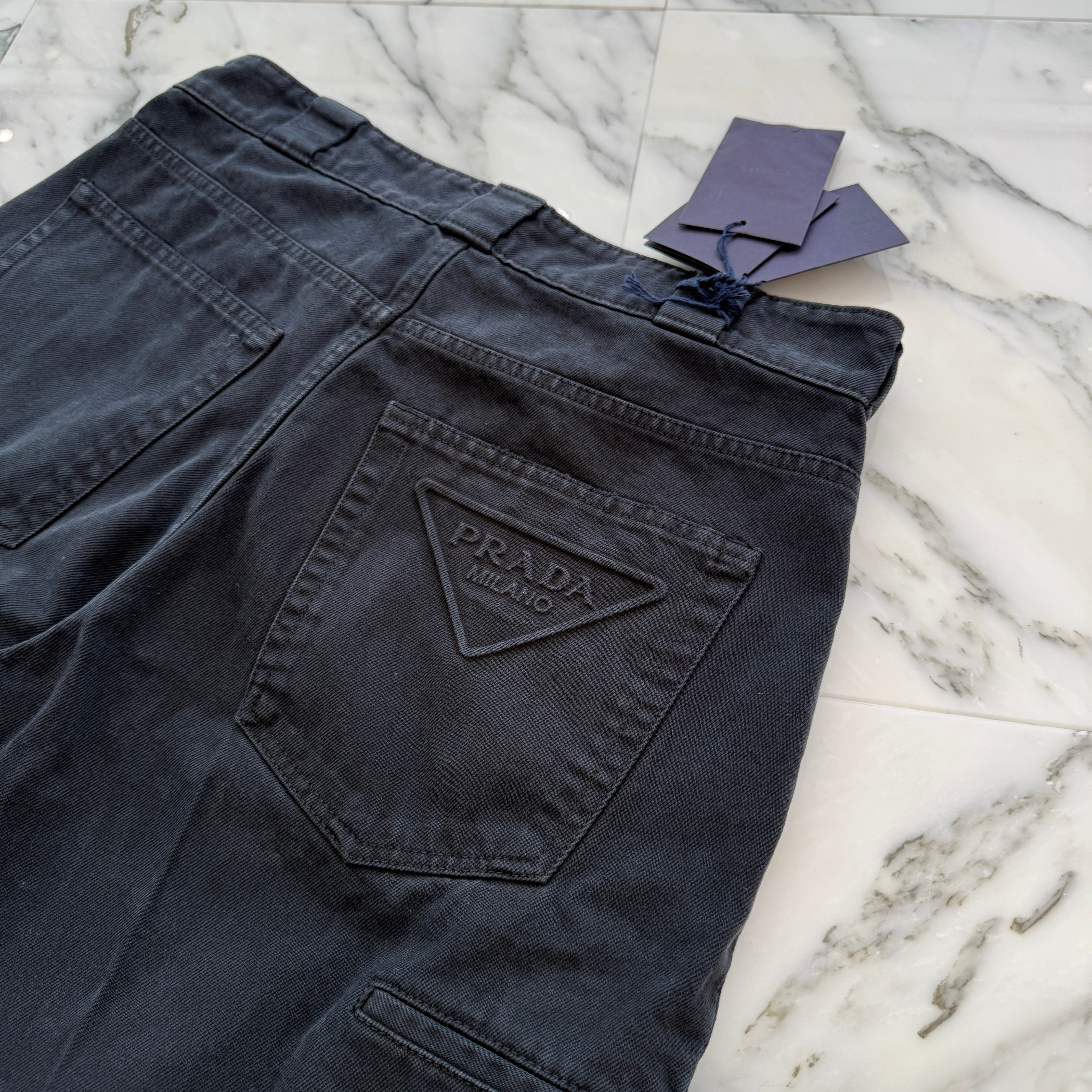 PRADA 2022SS Logo Distressed Washed Denim Shorts GEP339 S212 11E8 Size 48 プラダ ロゴ ダメージウォッシュ加工 デニムショーツ サイズ48