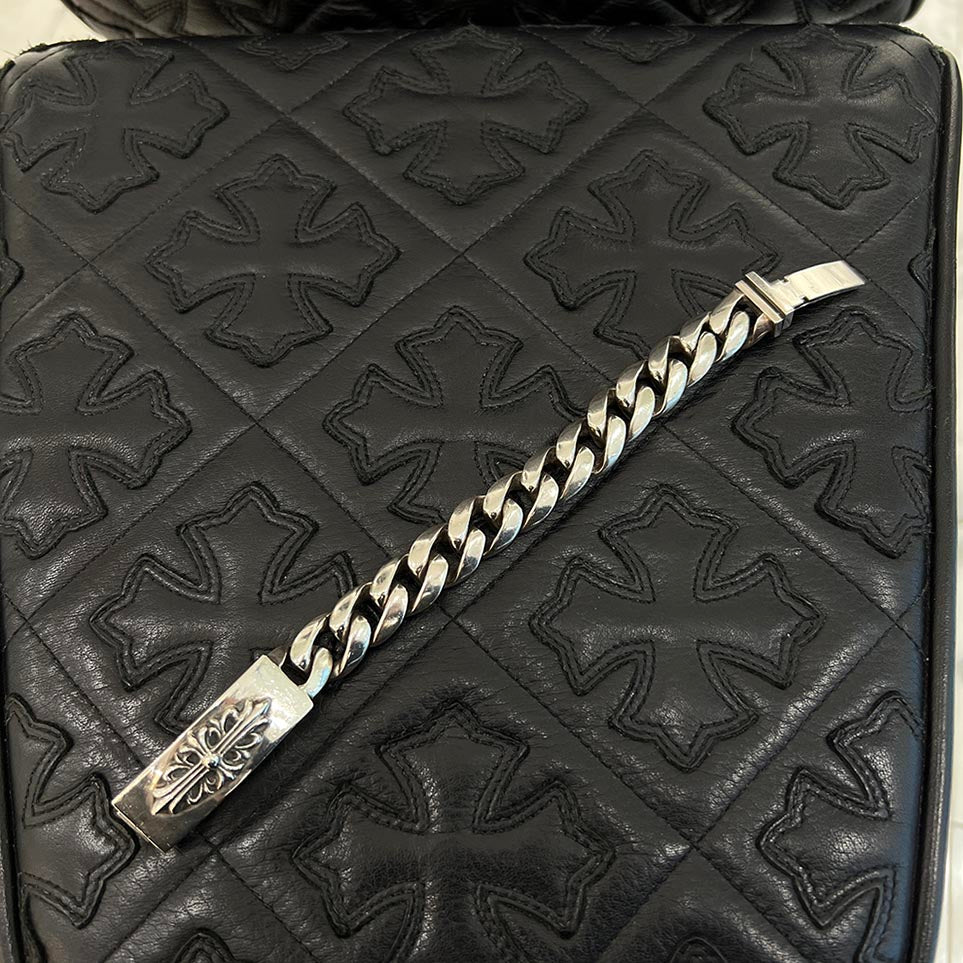 CHROME HEARTS ID Floral Cross Bracelet 12LINK クロムハーツ ID フローラルクロス ブレスレット 12リンク シルバー925