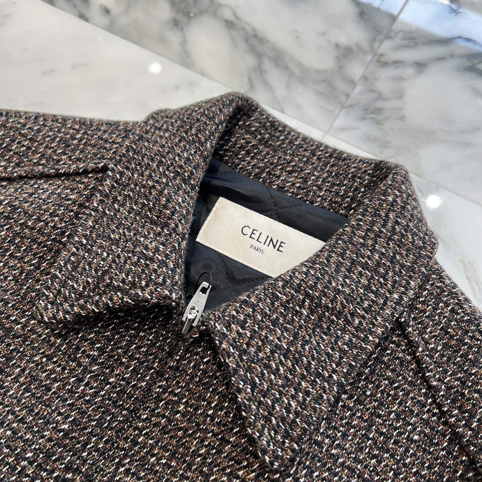 CELINE 2019AW Wool Tweed Bomber Jacket 2W241022K Size 46 セリーヌ ウールツイード ボンバージャケット サイズ46