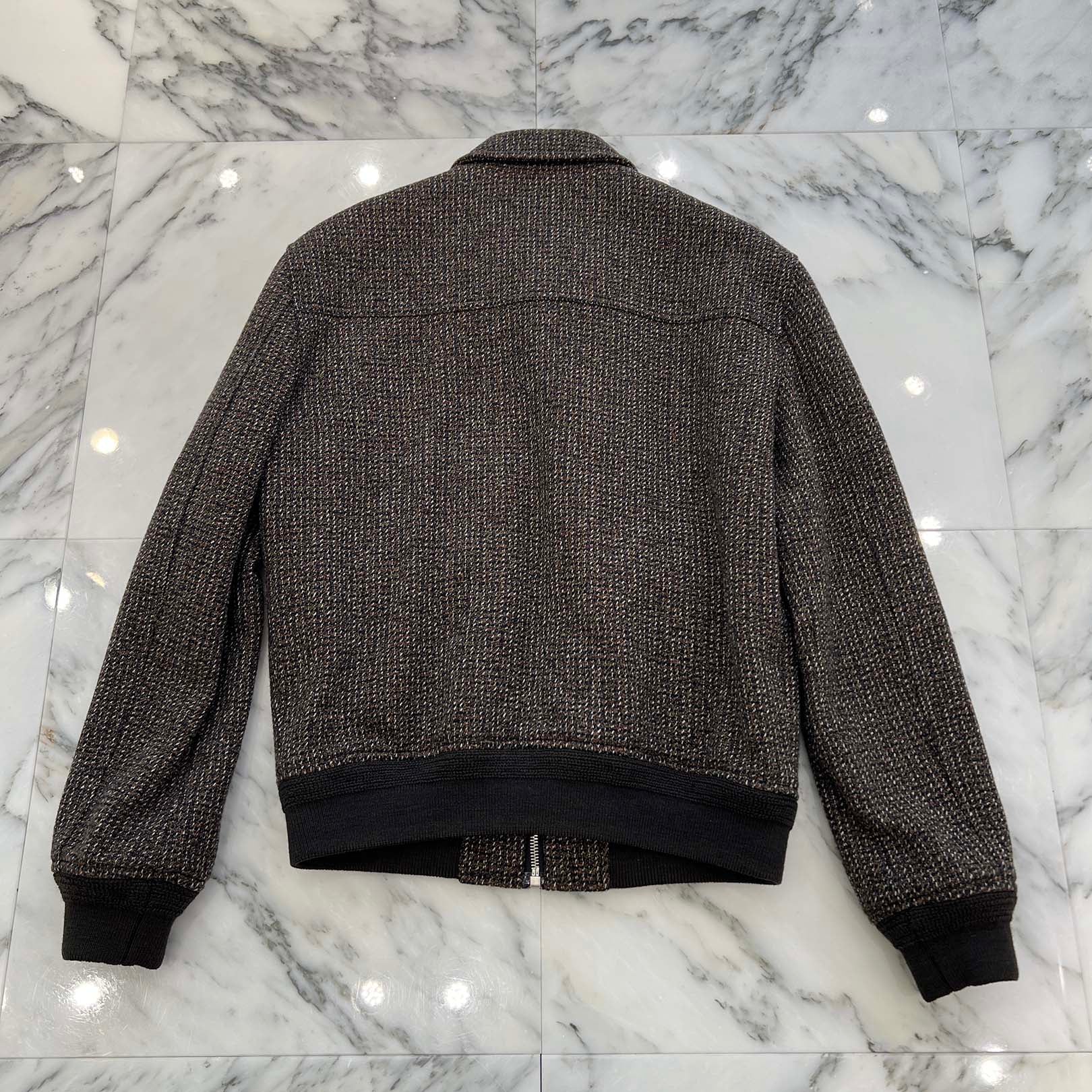 CELINE 2019AW Wool Tweed Bomber Jacket 2W241022K Size 46 セリーヌ ウールツイード ボンバージャケット サイズ46