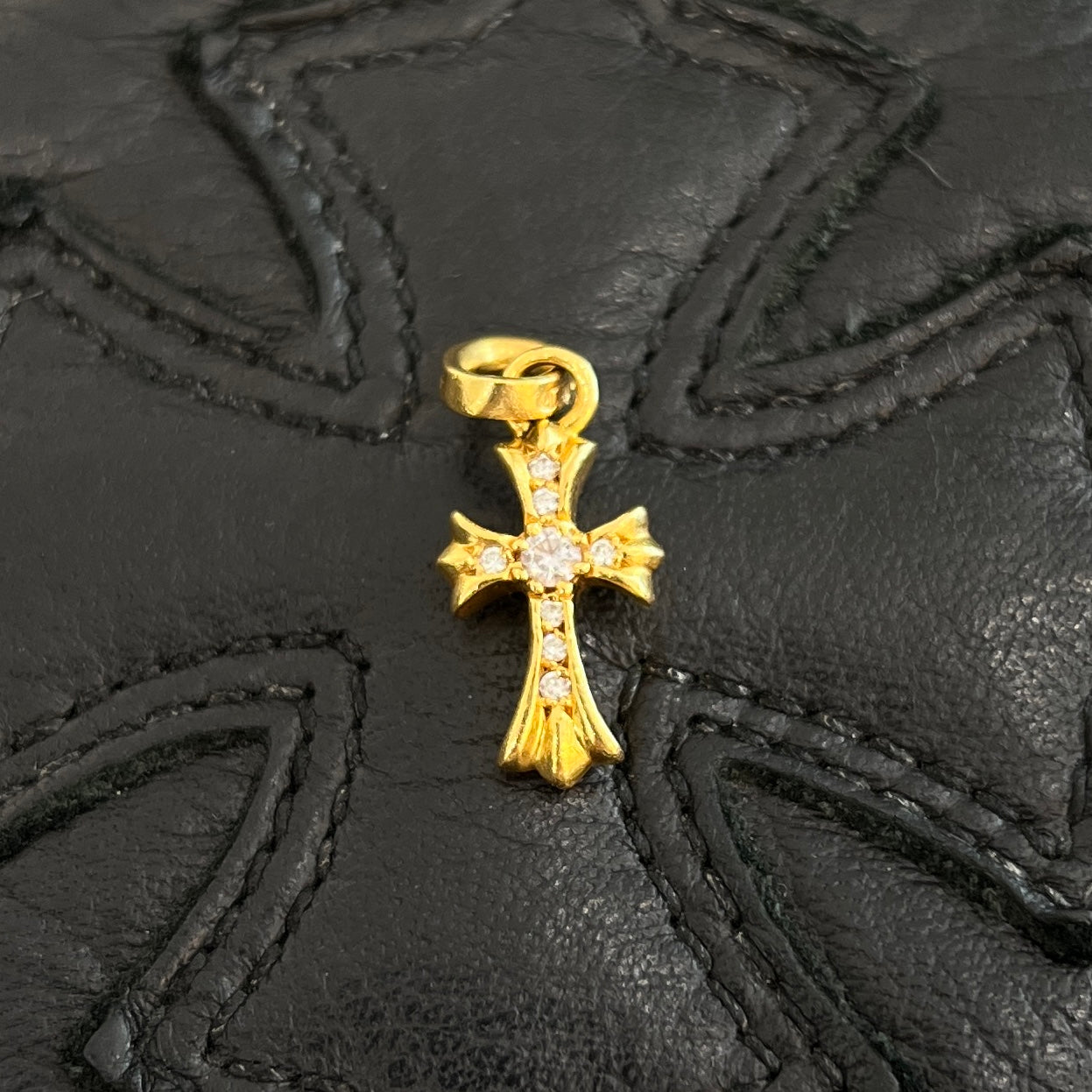 CHROME HEARTS 22K Baby Fat Cross Pave Diamond Pendant Top クロムハーツ 22K ベイビーファット クロス パヴェダイヤモンド ペンダントトップ