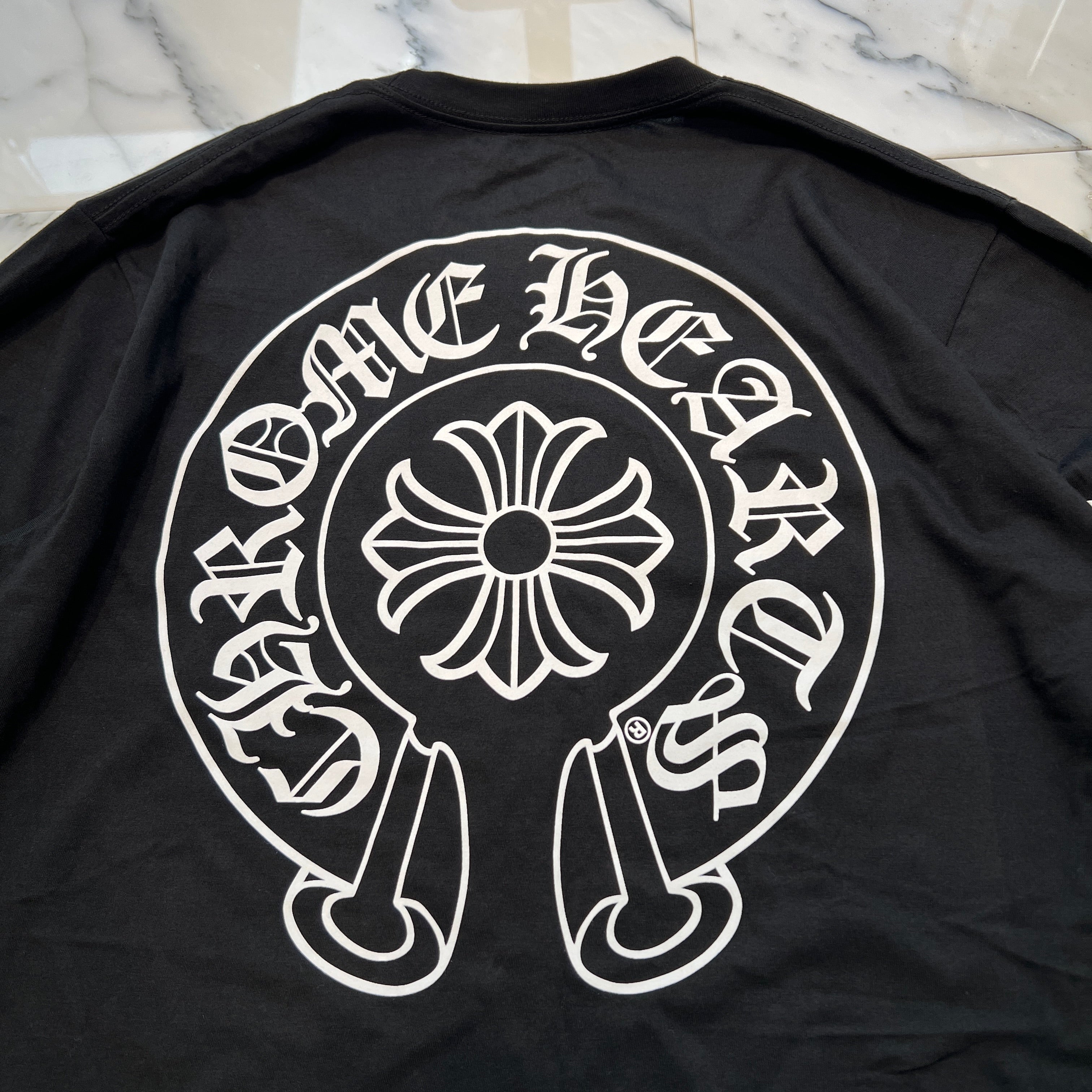 CHROME HEARTS NEW YORK Limited Floral Cross Horseshoe Long Sleeve Tee Size M クロムハーツ ニューヨーク限定 フローラルクロス ホースシュー ロングスリーブTシャツ サイズM