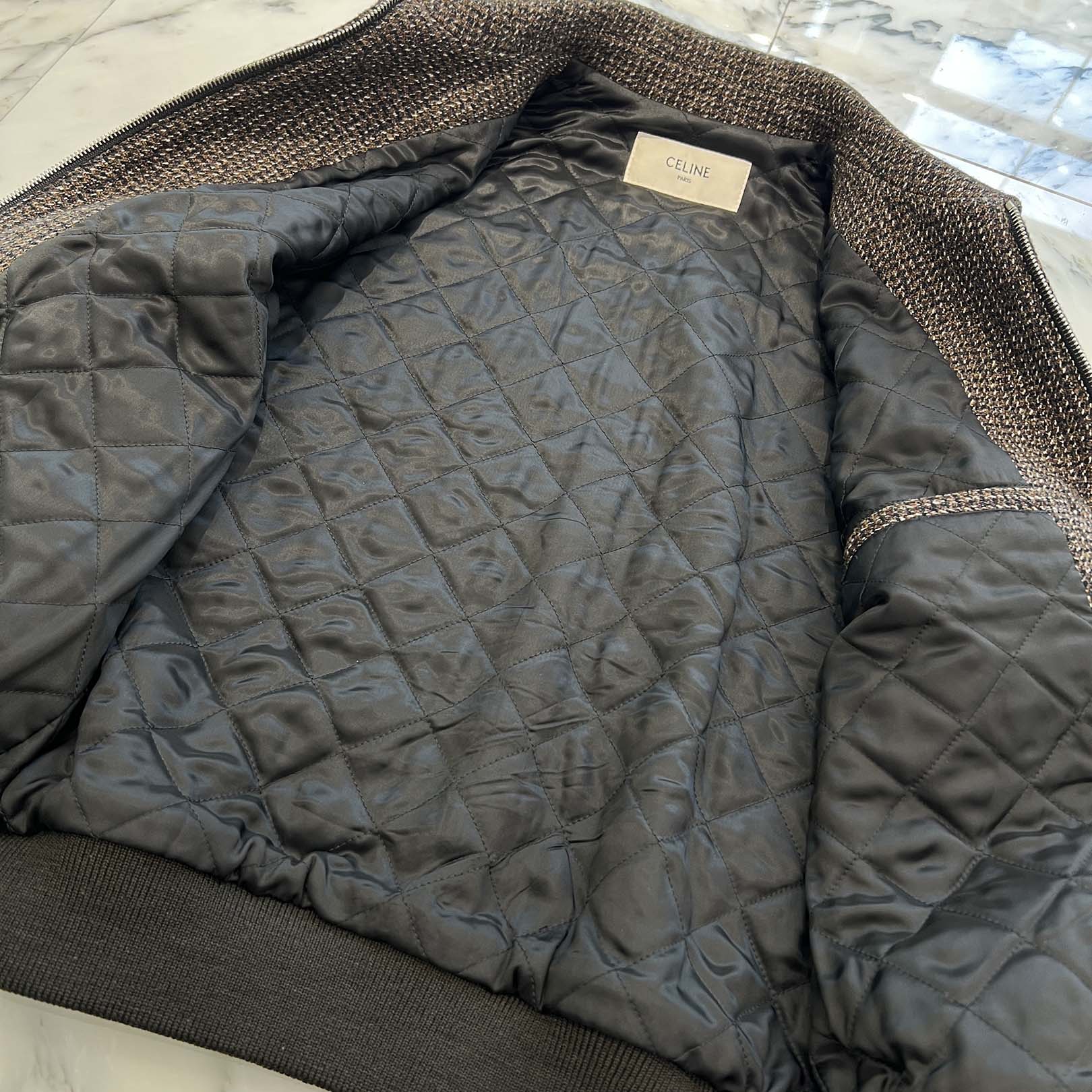 CELINE 2019AW Wool Tweed Bomber Jacket 2W241022K Size 46 セリーヌ