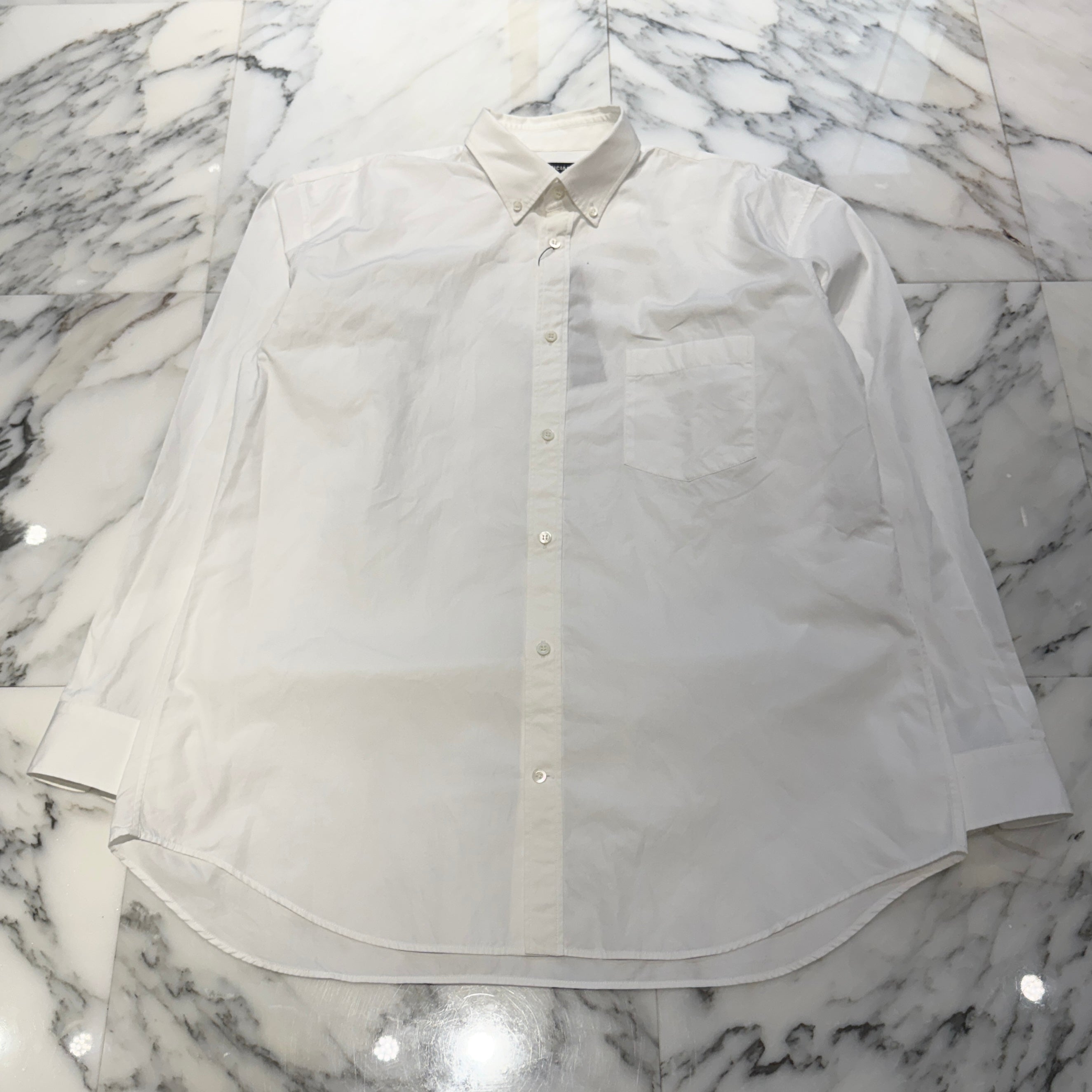 BALENCIAGA 2018SS Back Logo Print Shirt 556878 TEM01 Size 39 バレンシアガ バックロゴプリント シャツ サイズ39