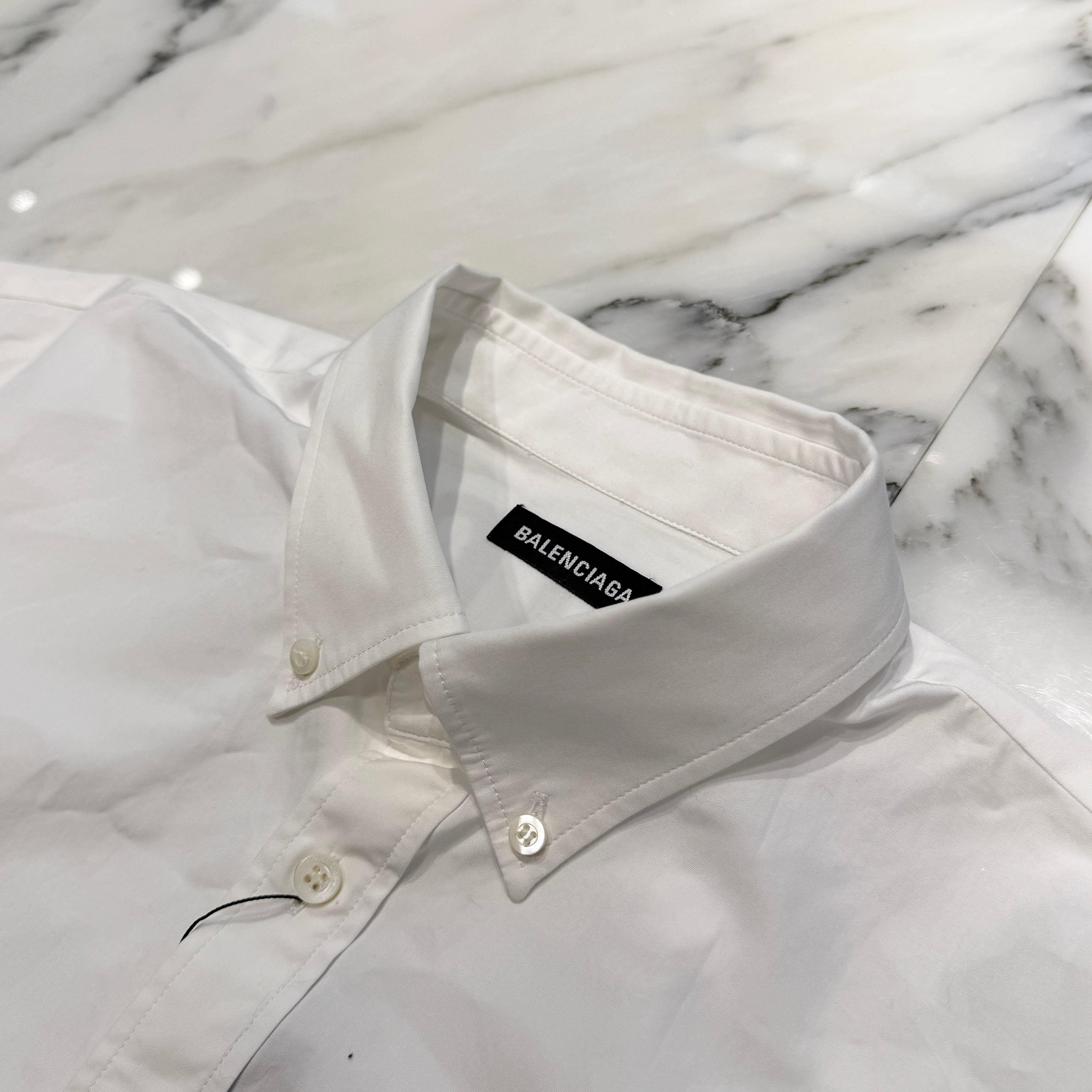 BALENCIAGA 2018SS Back Logo Print Shirt 556878 TEM01 Size 39 バレンシアガ バックロゴプリント シャツ サイズ39