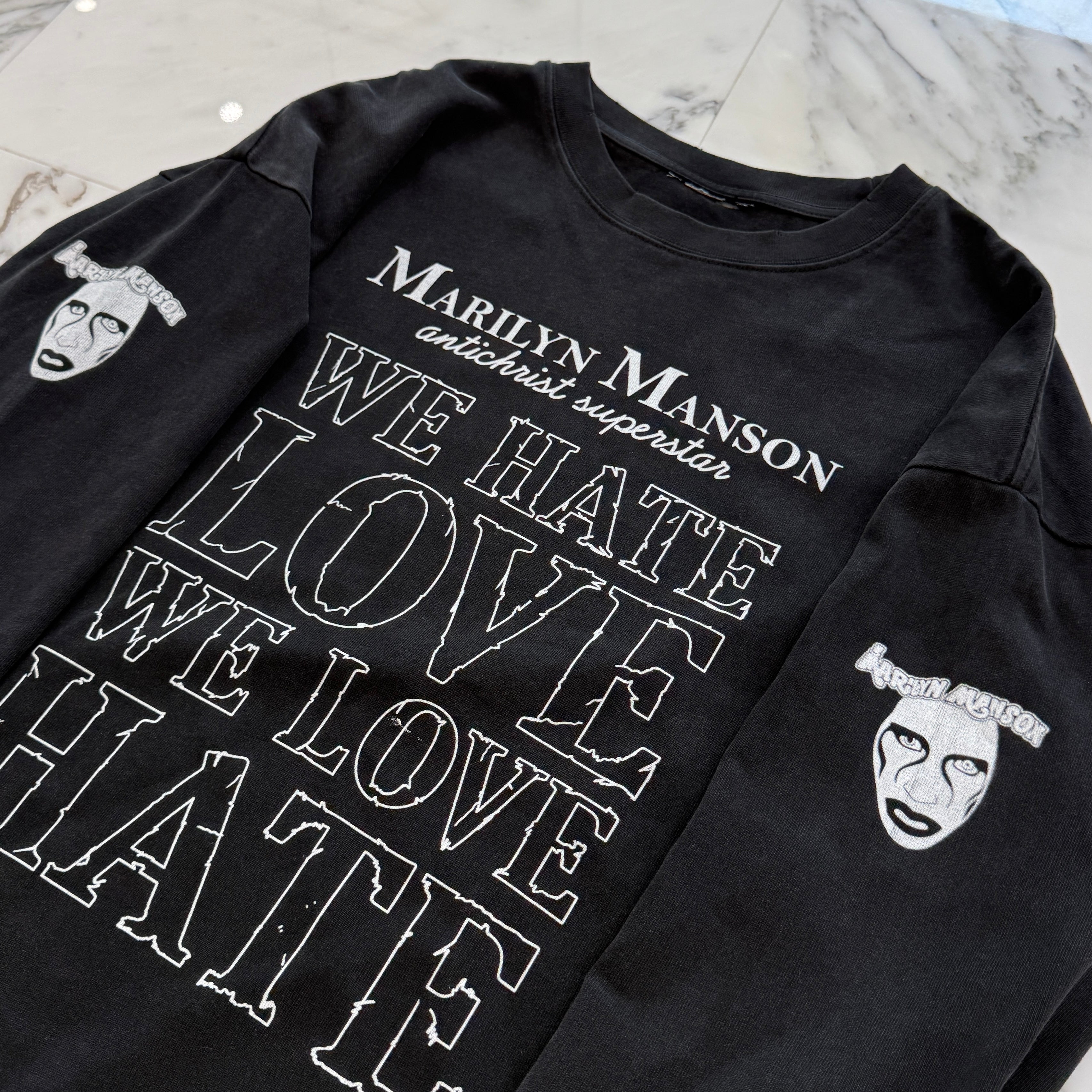 Vintage 90's Marilyn Manson Antichrist Superstar "We Hate Love We Love Hate" L/S Tee 90's マリリンマンソン アンチクライストスーパースター "ウィーヘイトラブウィーラブヘイト" ロングスリーブTシャツ