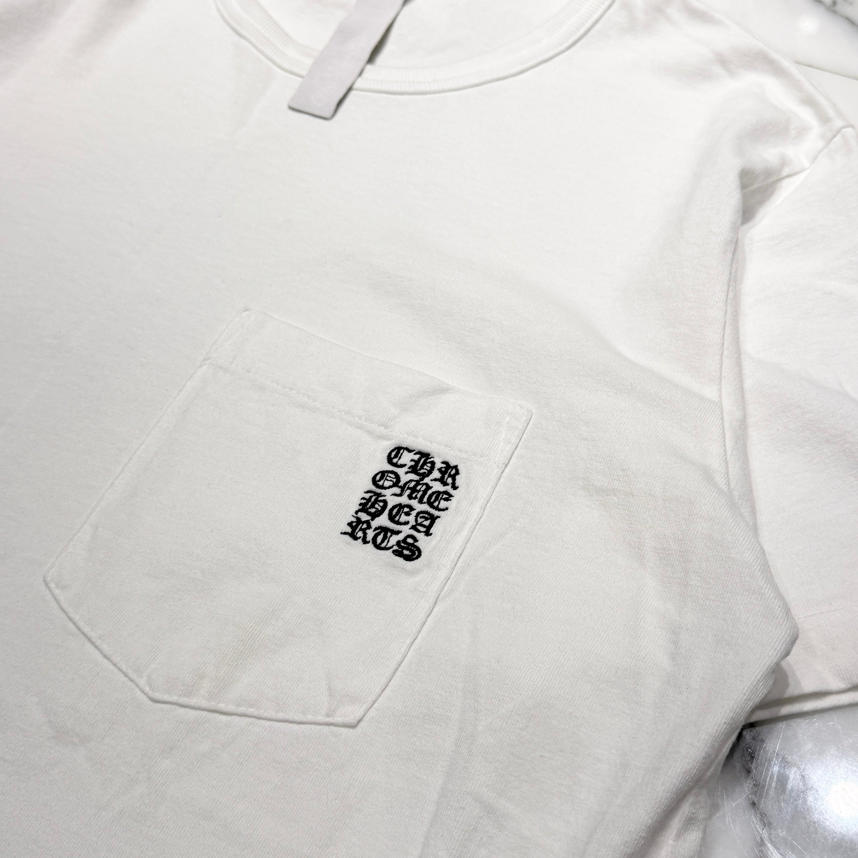 CHROME HEARTS Y NOT Vertical Logo Cross Embroidery Tee Size L クロムハーツ ワイノット バーティカルロゴ クロス刺繍 Tシャツ サイズL