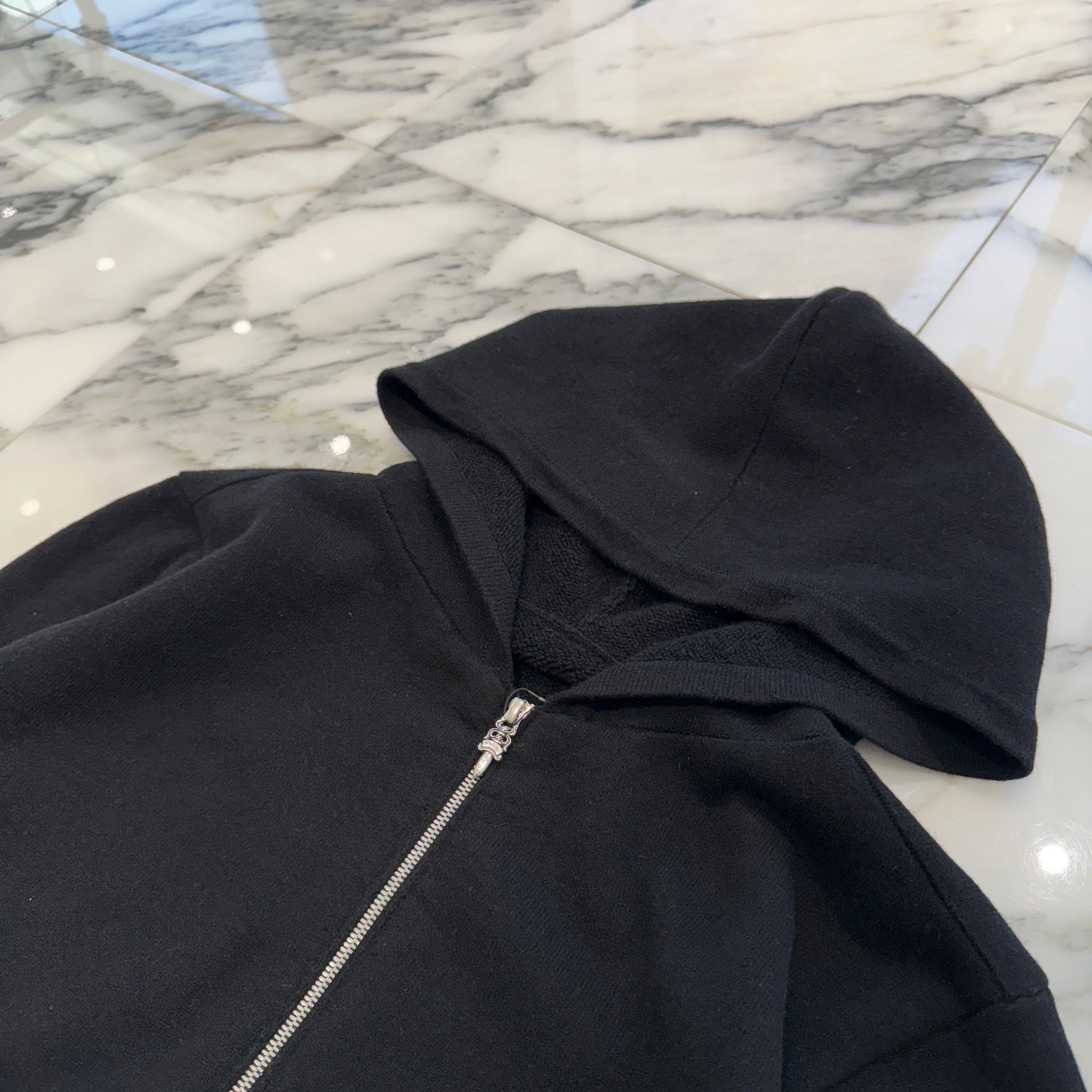CHROME HEARTS Y NOT Floral Cross Embroidery Cashmere Knit Zip Up