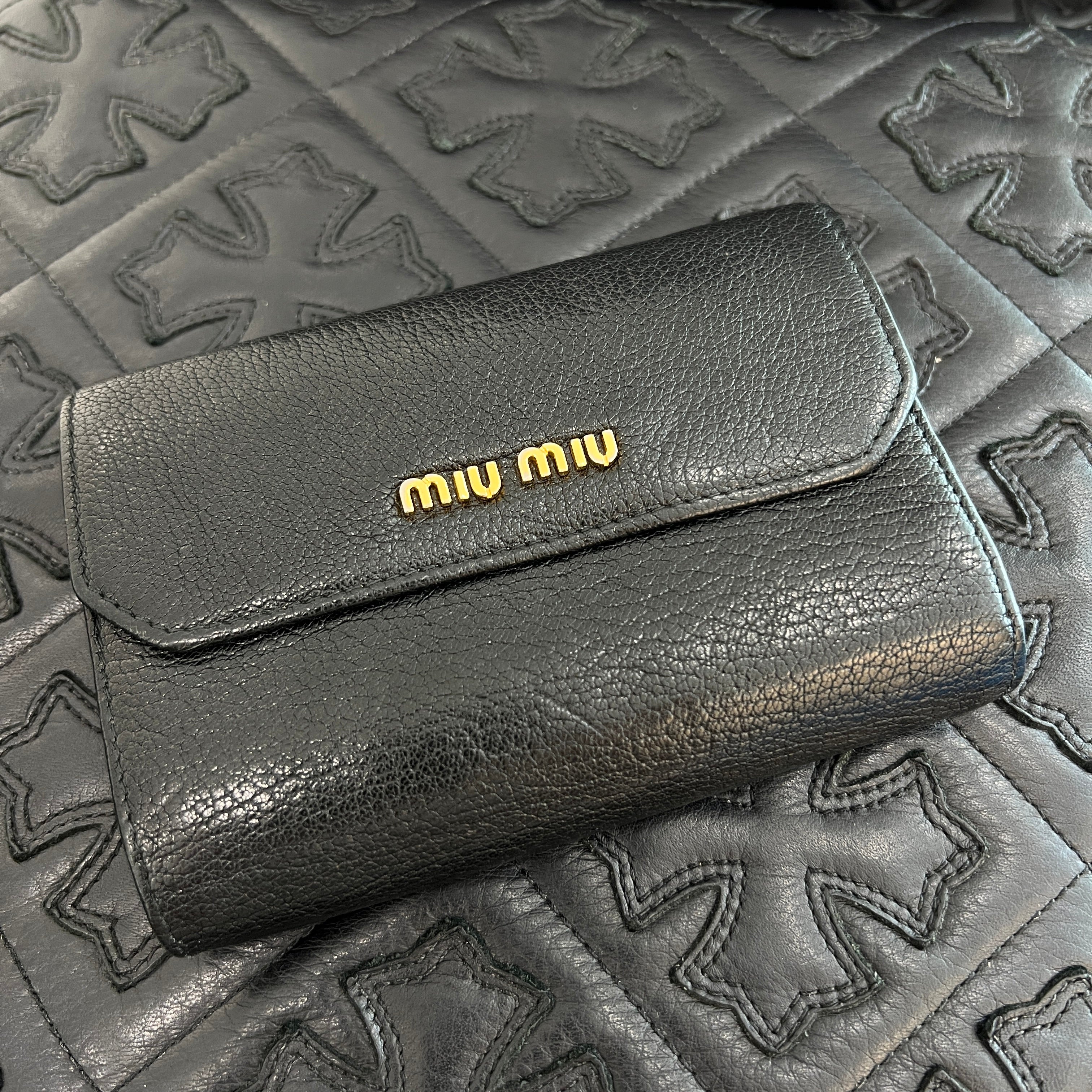 MIU MIU Madras Leather L-Zip Compact Wallet 5ML014 ミュウミュウ マドラス レザー Lジップ コンパクトウォレット