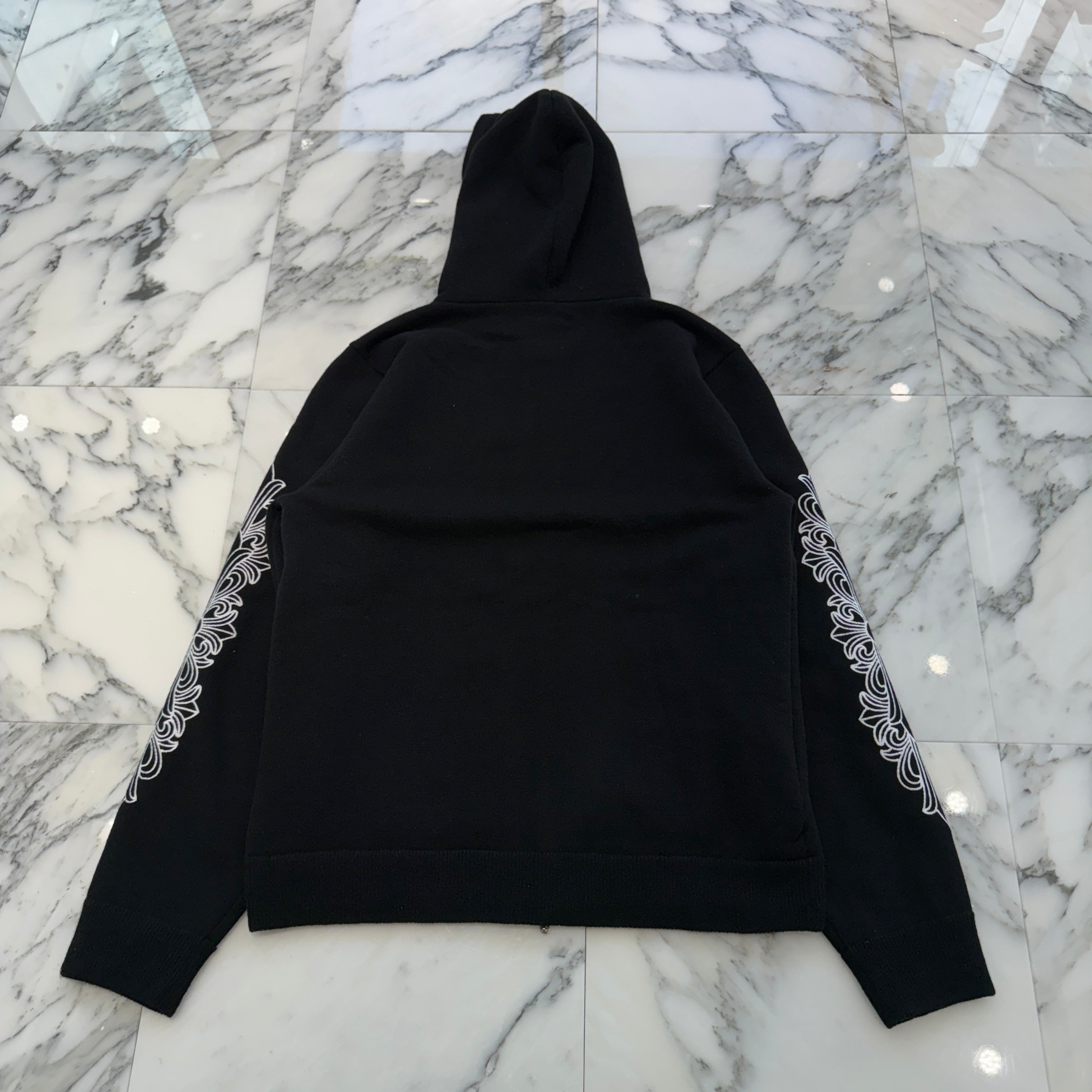 CHROME HEARTS Y NOT Floral Cross Embroidery Cashmere Knit Zip Up Hoodie Size M クロムハーツ ワイノット フローラルクロス刺繍 カシミヤニット ジップアップフーディ サイズM