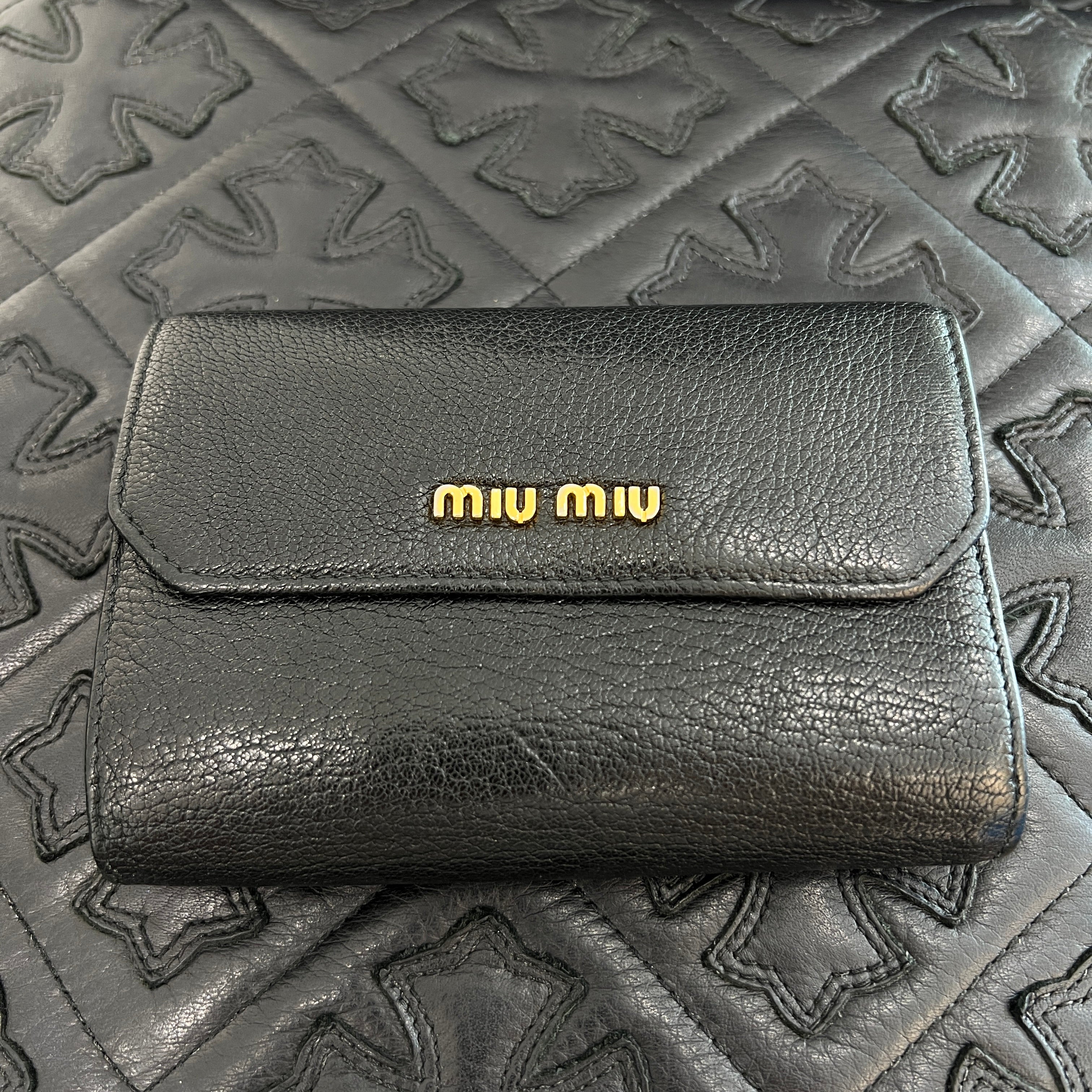 MIU MIU Madras Leather L-Zip Compact Wallet 5ML014 ミュウミュウ マドラス レザー Lジップ コンパクトウォレット
