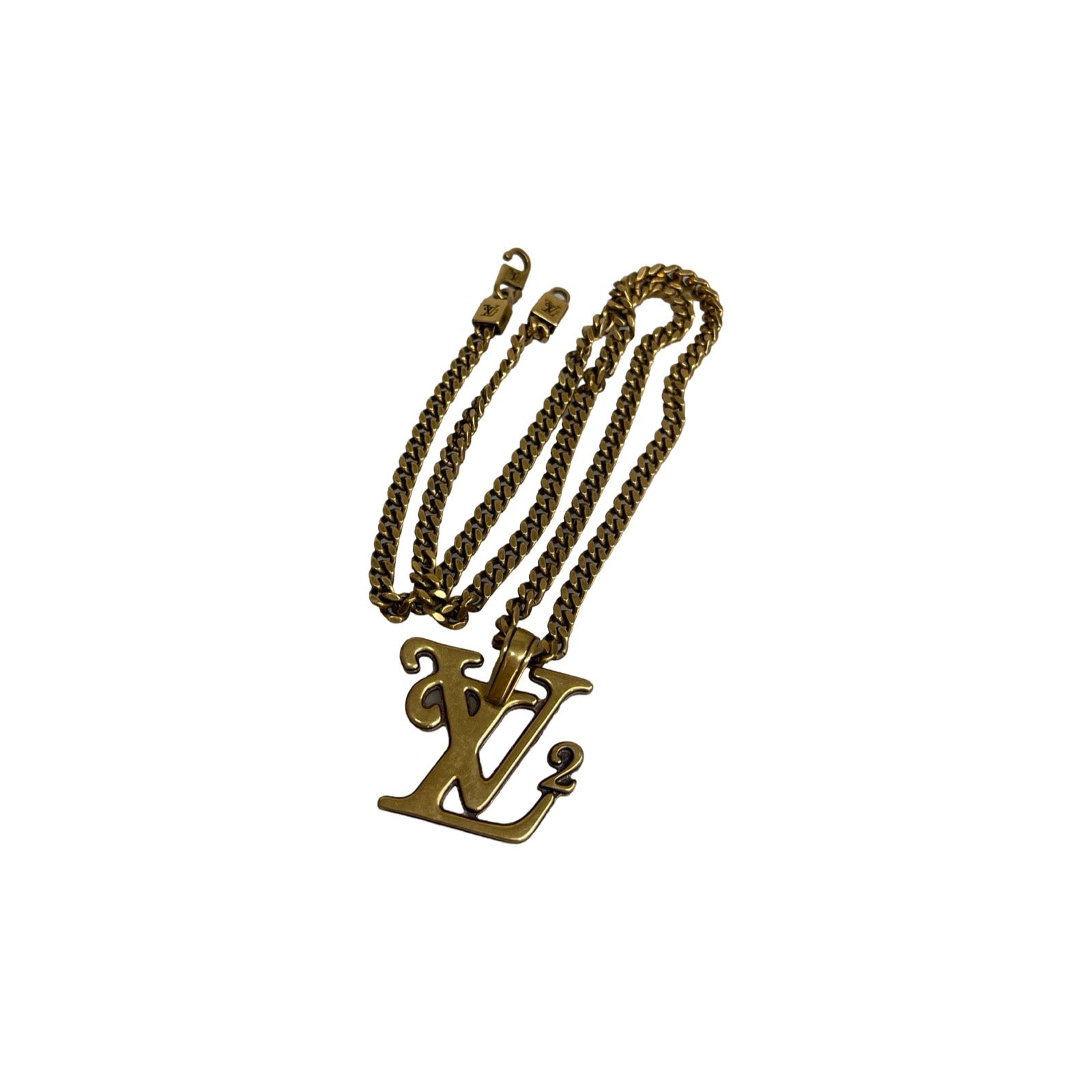 LOUIS VUITTON×NIGO 2020AW Collier Squared LV Gold Necklace MP2692