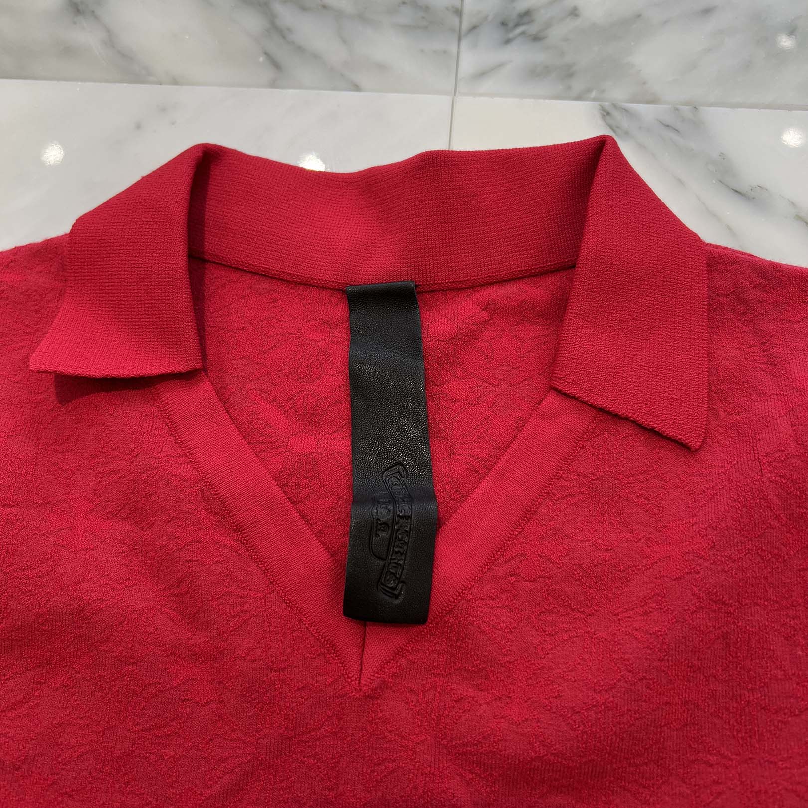 CHROME HEARTS Y NOT V Neck Rayon Polo Shirt Size M クロムハーツ ワイノット Vネック レーヨン ポロシャツ サイズM