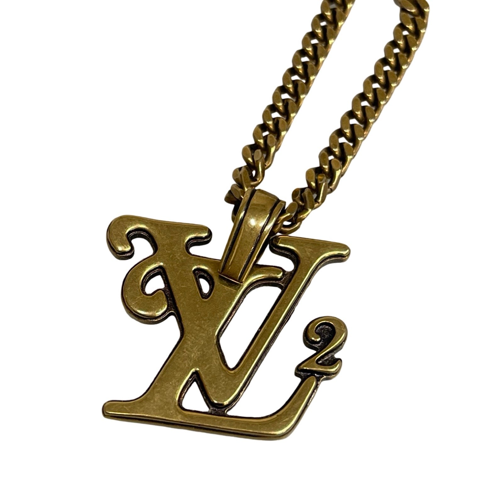 LOUIS VUITTON×NIGO 2020AW Collier Squared LV Gold Necklace MP2692