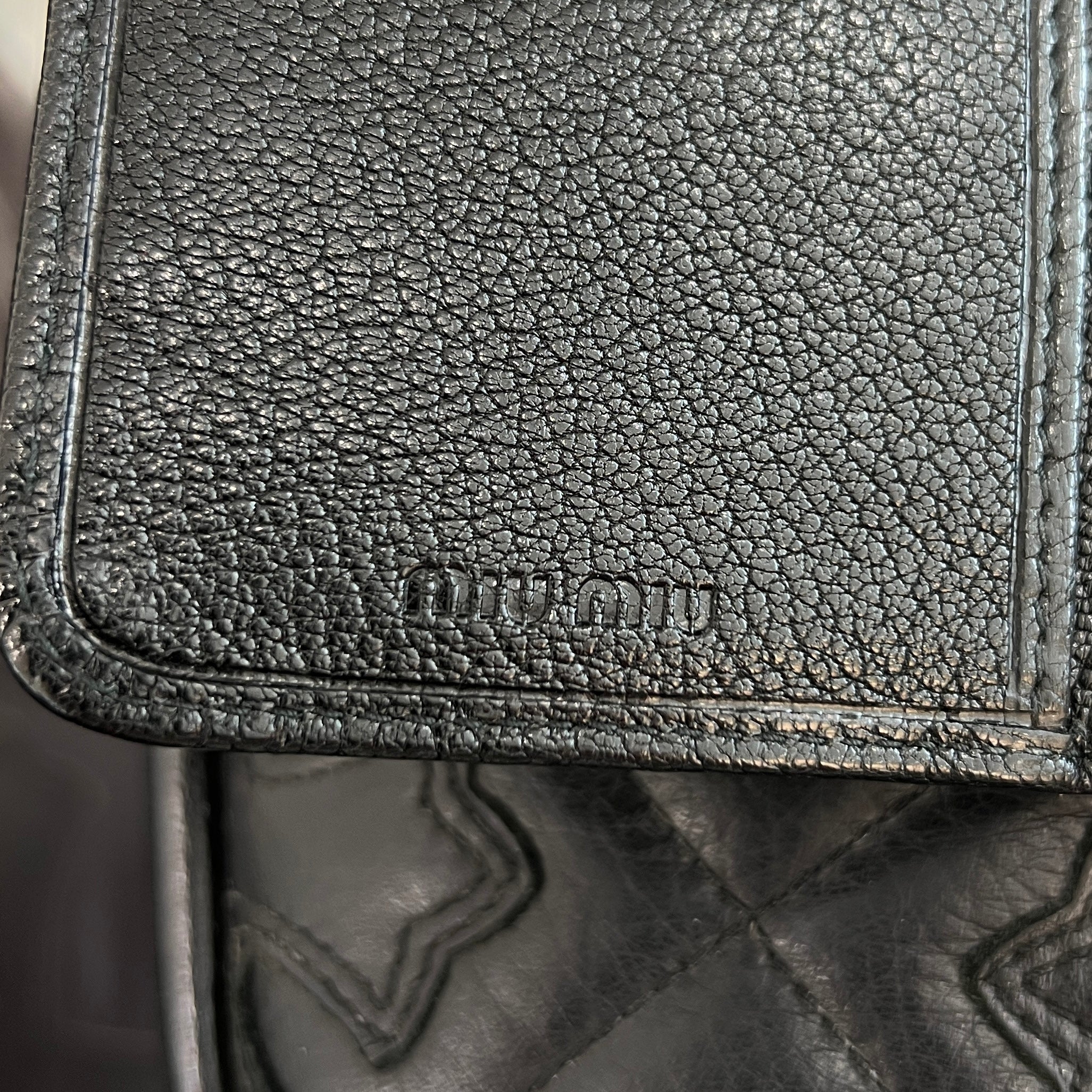 MIU MIU Madras Leather L-Zip Compact Wallet 5ML014 ミュウミュウ マドラス レザー Lジップ コンパクトウォレット