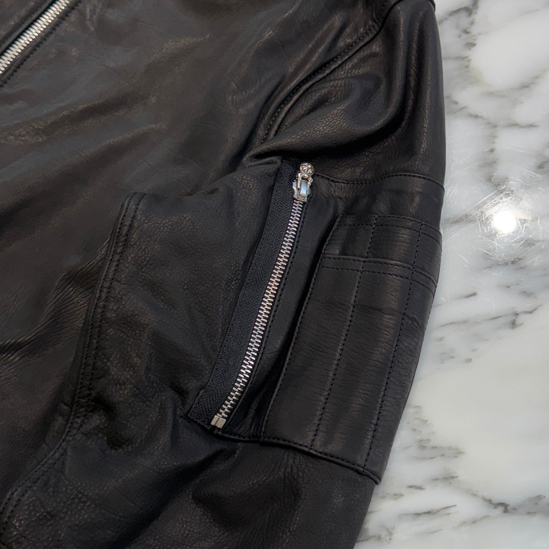 CHROME HEARTS Soft Leather Dagger Zip Up Bomber Jacket Size M クロムハーツ ソフトレザー ダガージップアップ ボンバージャケット サイズM