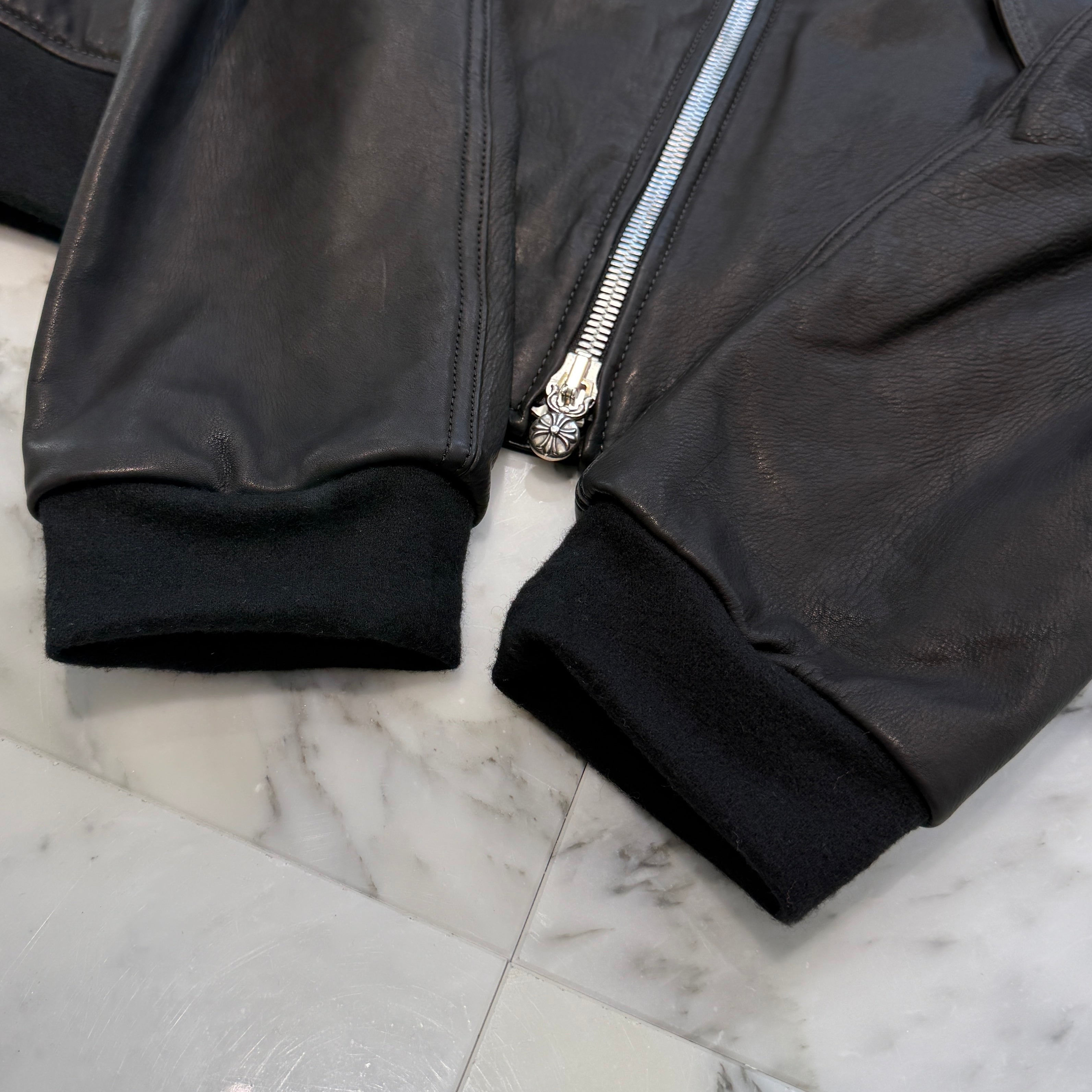 CHROME HEARTS Soft Leather Dagger Zip Up Bomber Jacket Size M クロムハーツ ソフトレザー ダガージップアップ ボンバージャケット サイズM