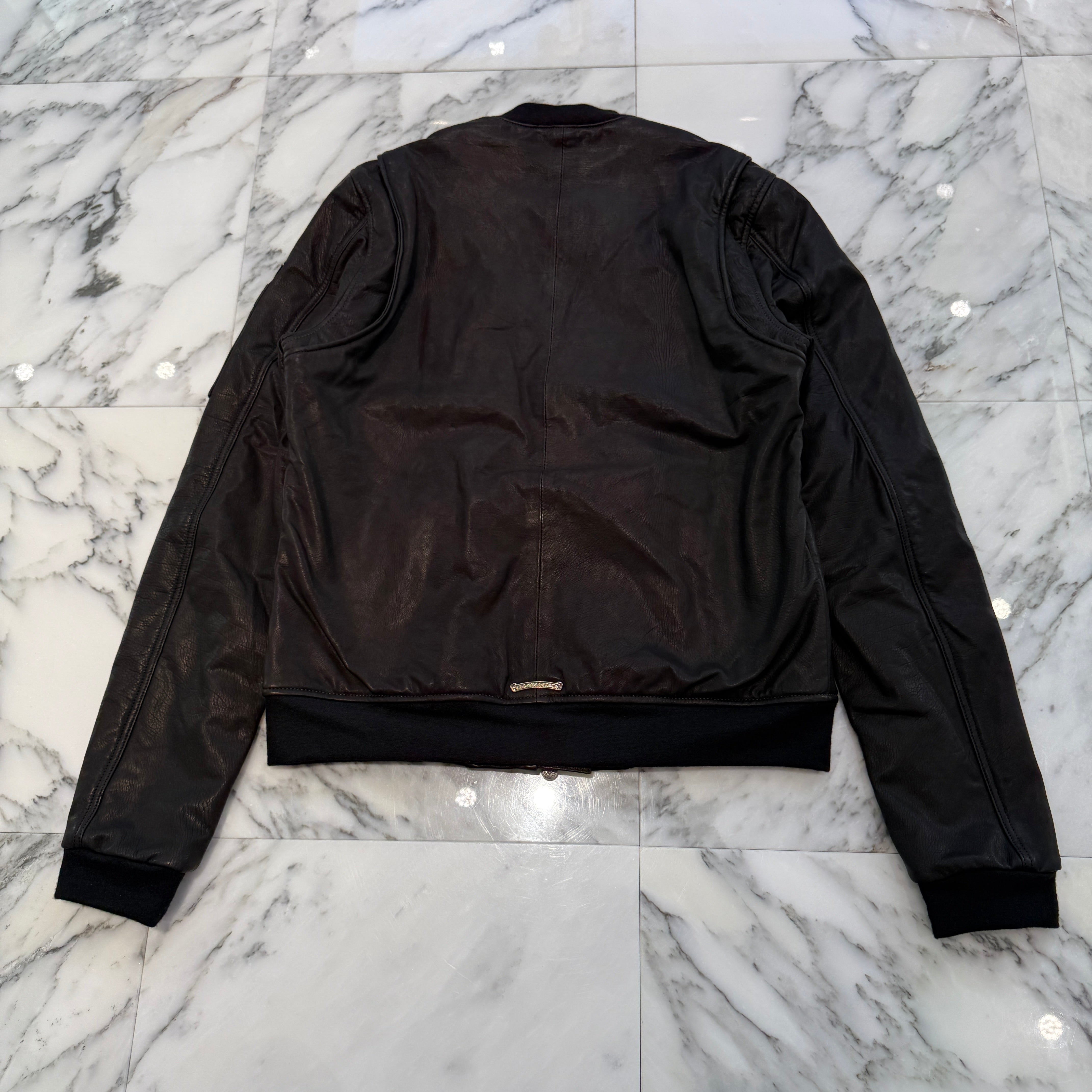 CHROME HEARTS Soft Leather Dagger Zip Up Bomber Jacket Size M クロムハーツ ソフトレザー ダガージップアップ ボンバージャケット サイズM