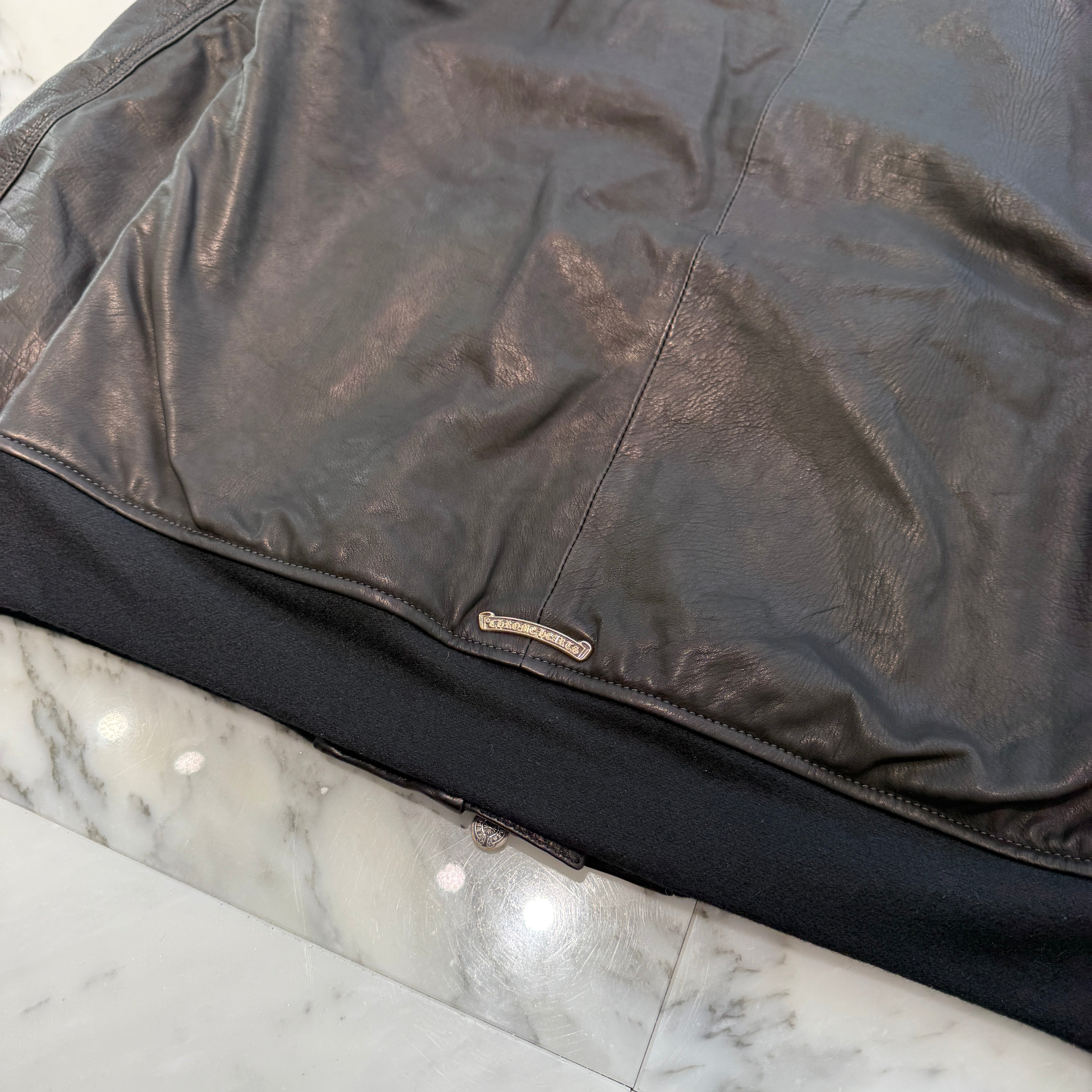 CHROME HEARTS Soft Leather Dagger Zip Up Bomber Jacket Size M クロムハーツ ソフトレザー ダガージップアップ ボンバージャケット サイズM