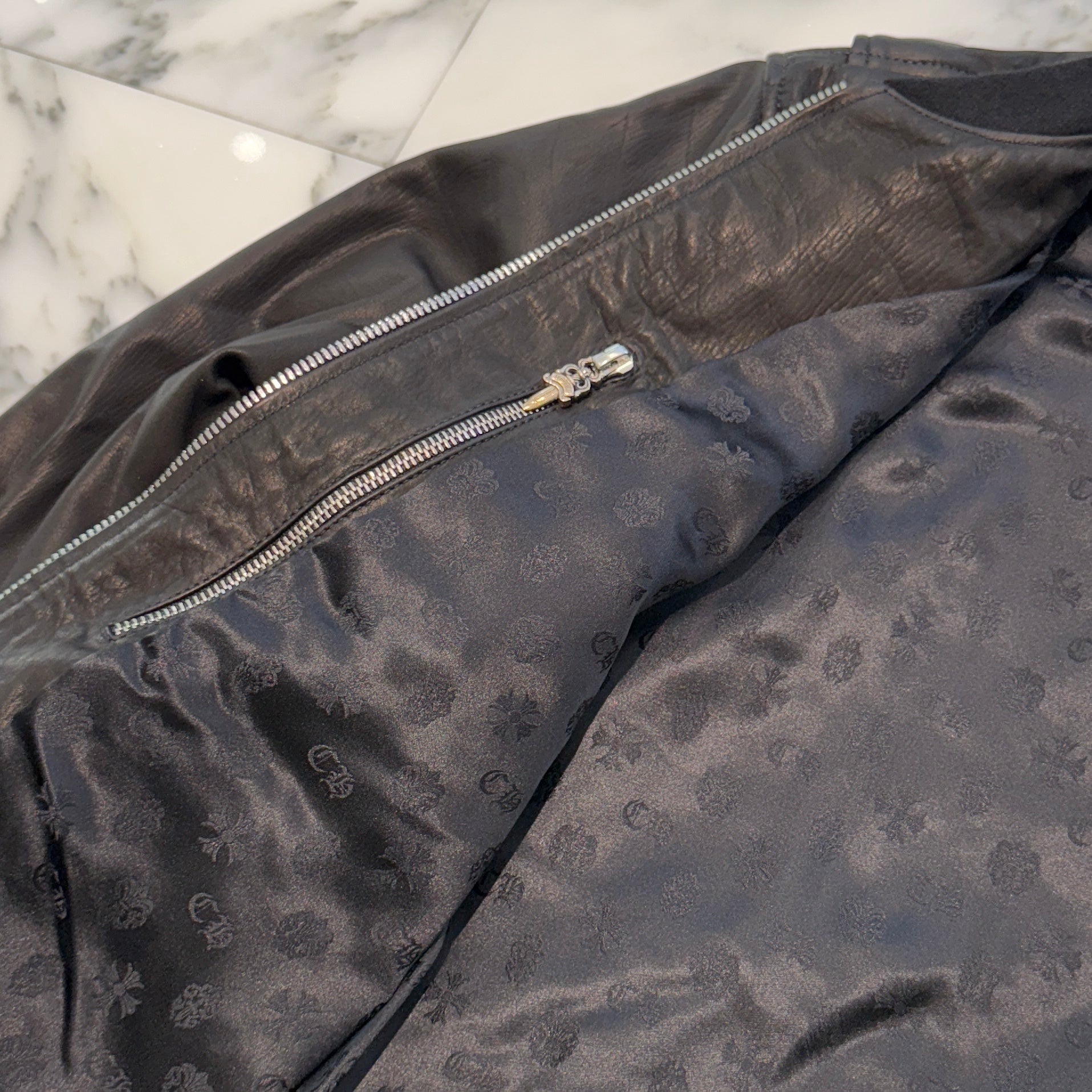 CHROME HEARTS Soft Leather Dagger Zip Up Bomber Jacket Size M クロムハーツ ソフトレザー ダガージップアップ ボンバージャケット サイズM