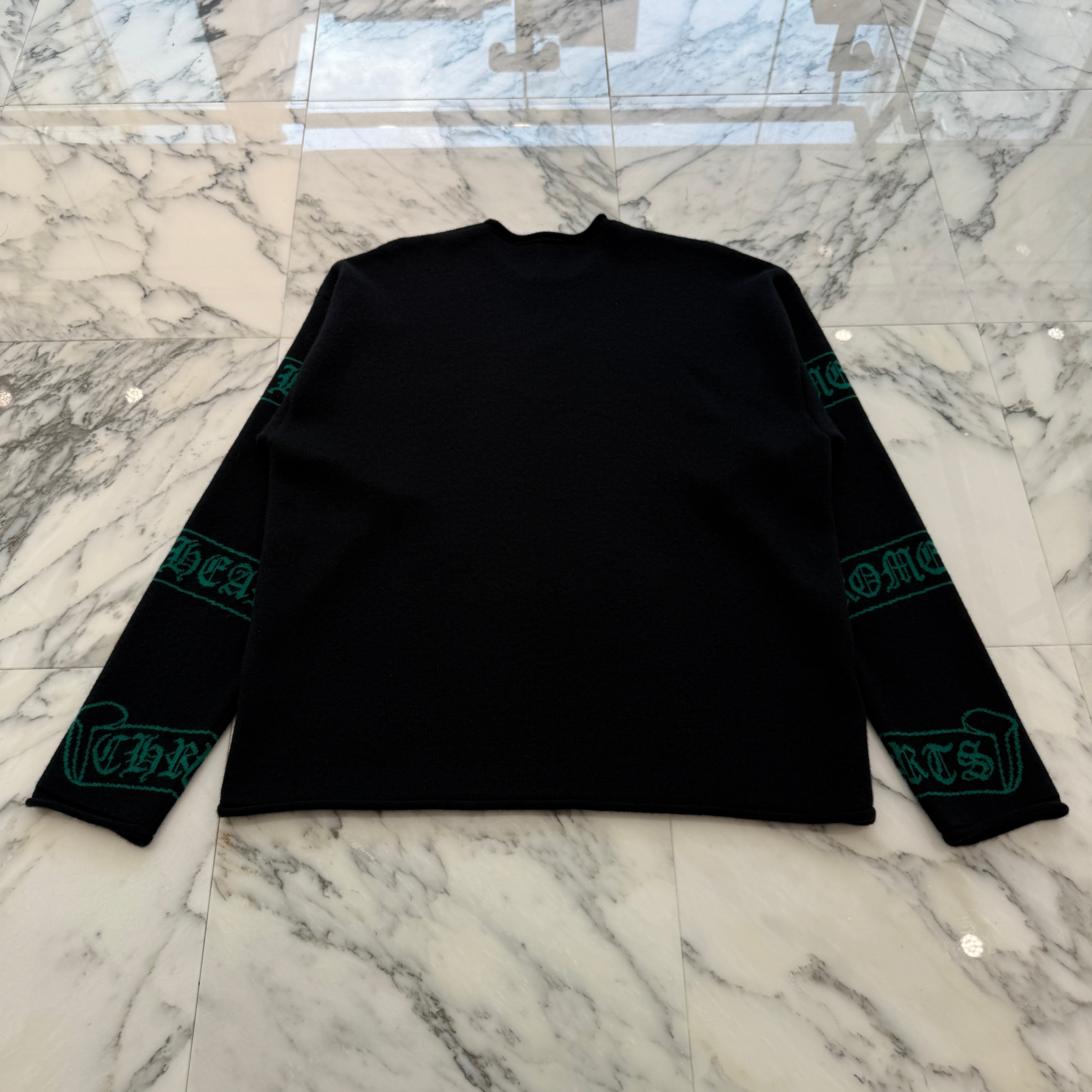 CHROME HEARTS Y NOT Scroll Logo Label CH Cashmere Knit Sweater Size ONESIZE(68-112) クロムハーツ ワイノット スクロールロゴラベル CH カシミヤ ニットセーターサイズ ONESIZE(68-112)