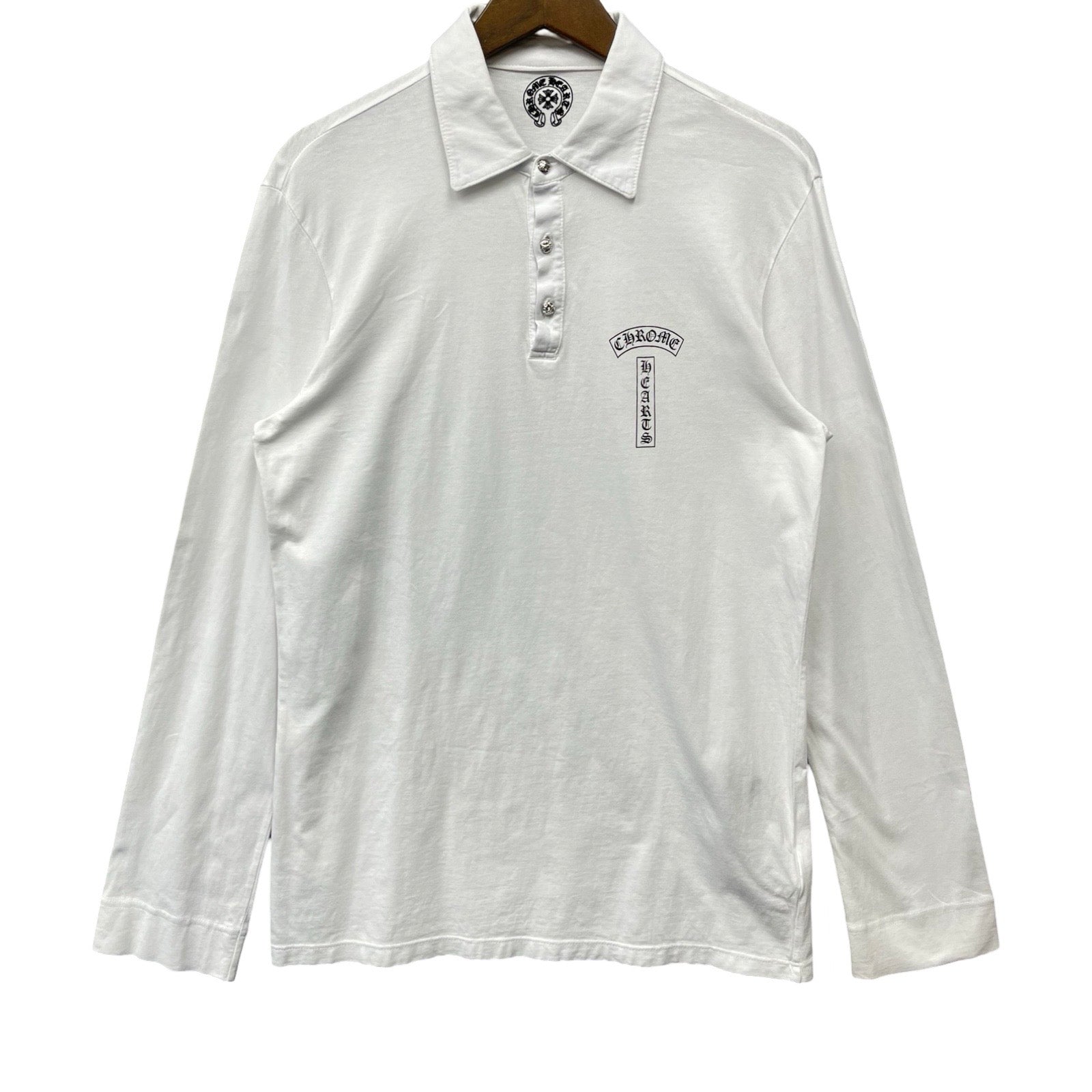 CHROME HEARTS CH Plus Cross Ball Long Sleeve Polo Shirt Size M