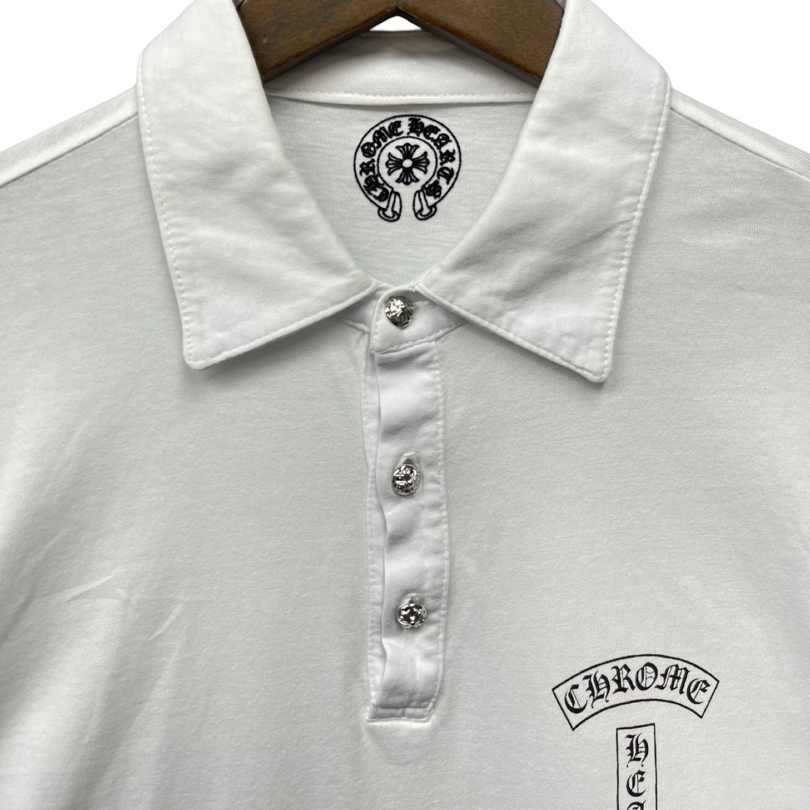 CHROME HEARTS CH Plus Cross Ball Long Sleeve Polo Shirt Size M