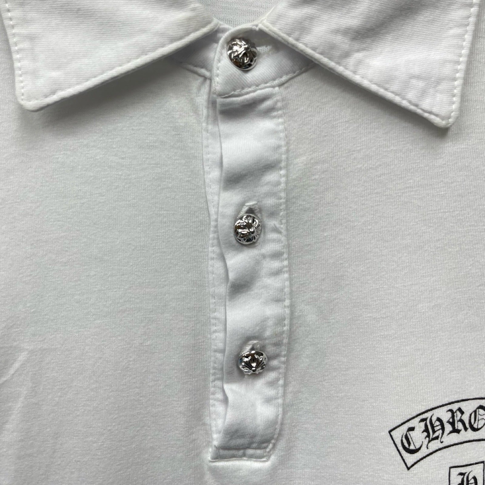 CHROME HEARTS CH Plus Cross Ball Long Sleeve Polo Shirt Size M