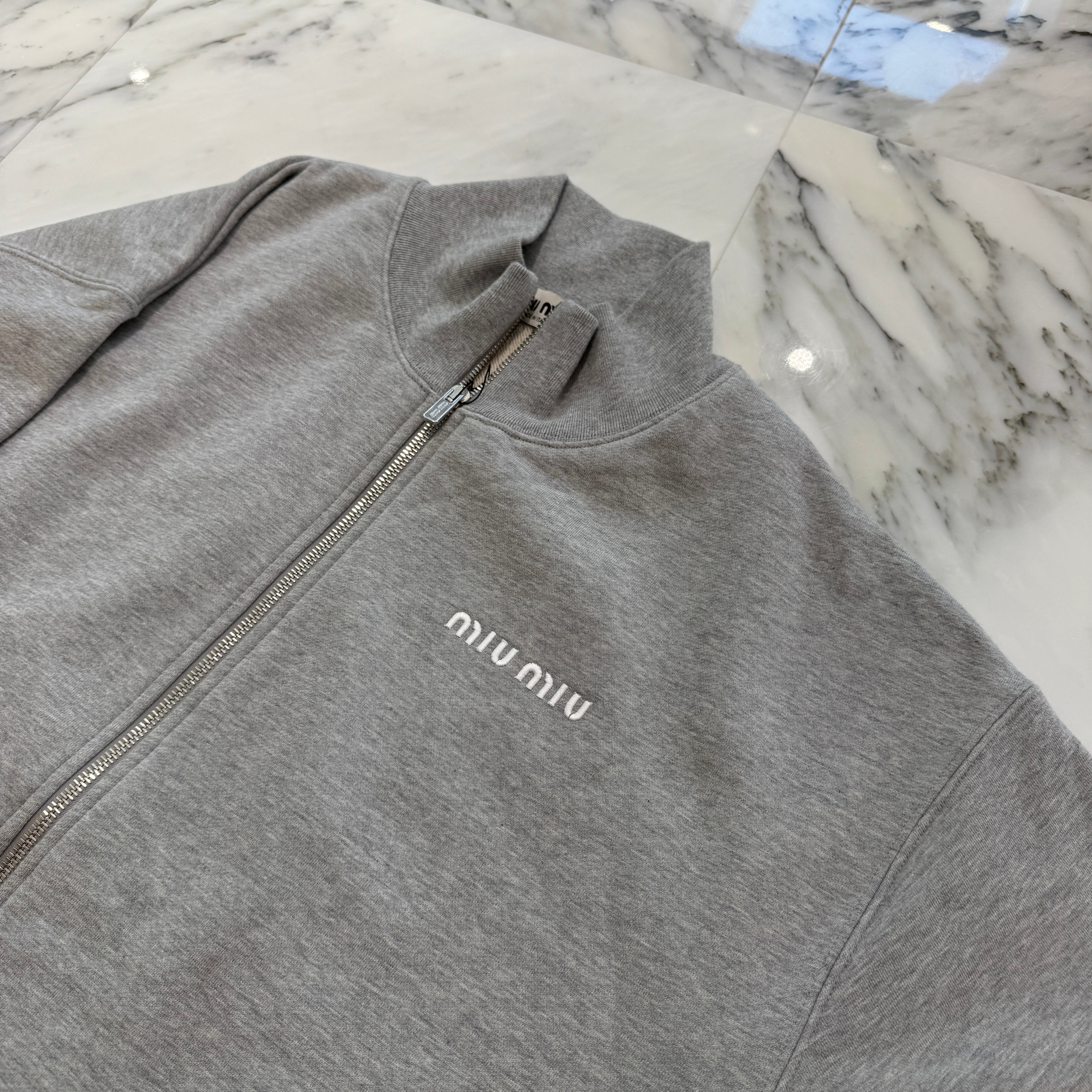 MIU MIU 2024SS Logo Embroidery Zip Up Blouson MJL042 S000 13UK Size XS ミュウミュウ ロゴ刺繍 ジップアップブルゾン サイズXS