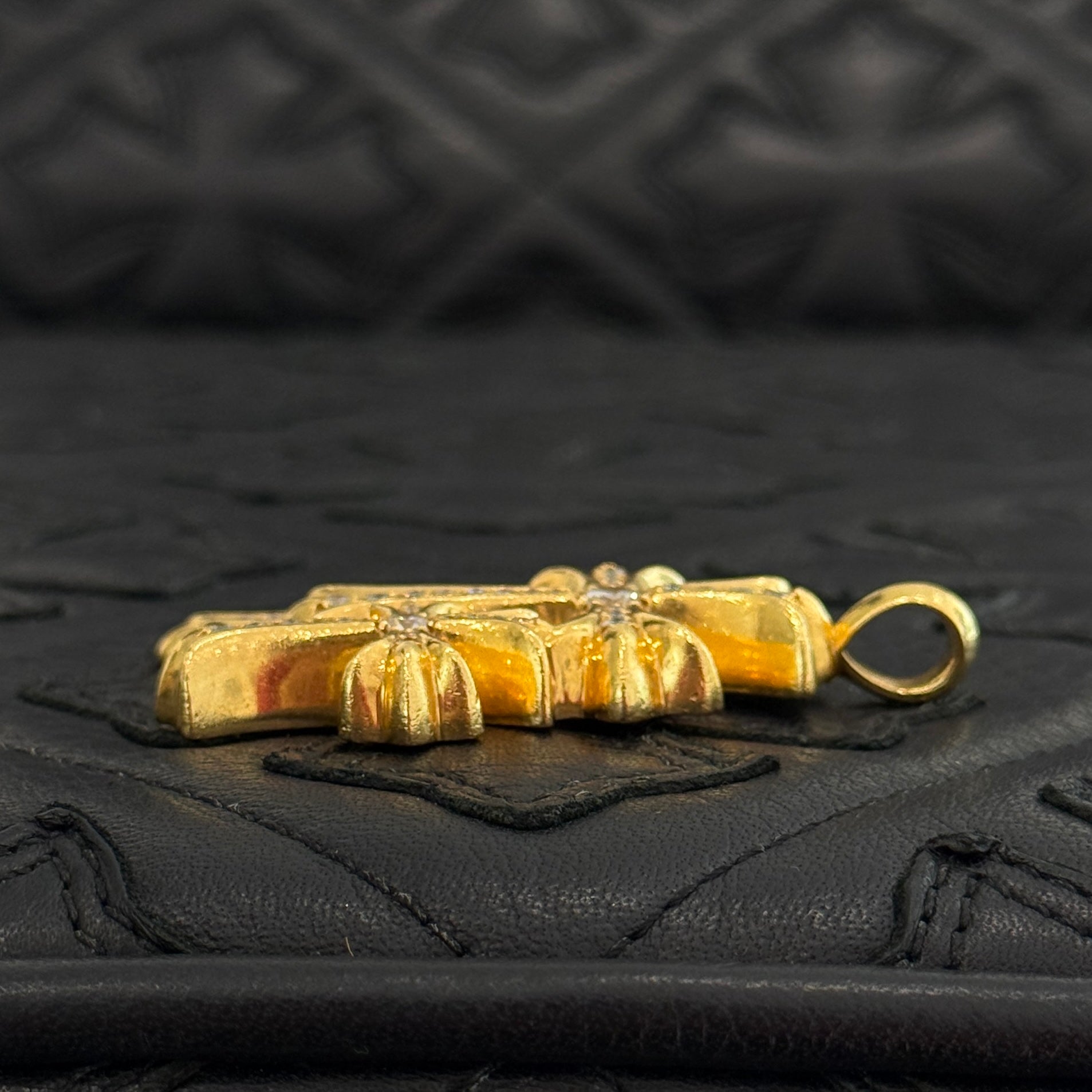 CHROME HEARTS 22K Triple CH Cross Pave Diamond Pendant Top クロムハーツ 22K トリプル CHクロス パヴェダイヤモンド ペンダントトップ