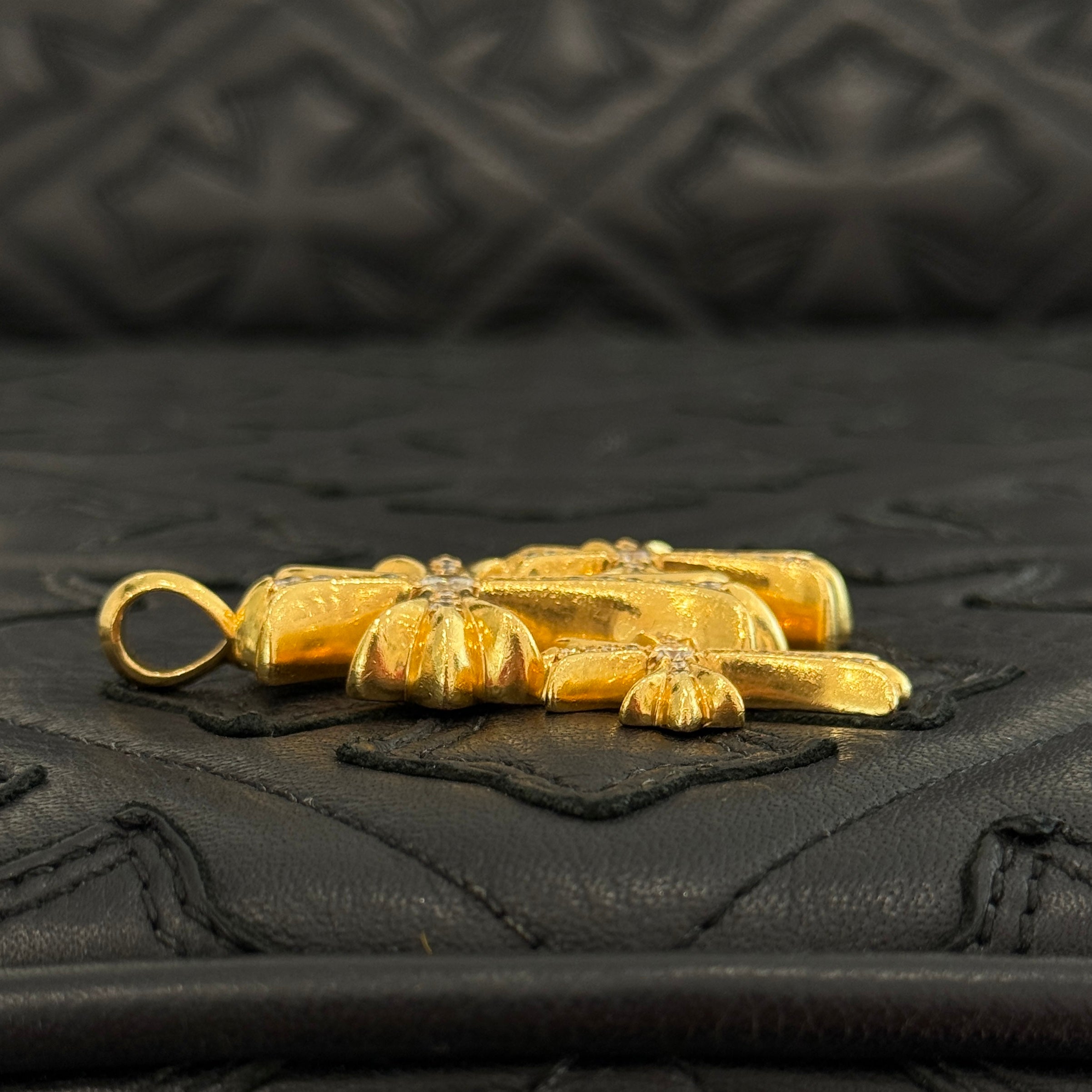 CHROME HEARTS 22K Triple CH Cross Pave Diamond Pendant Top クロムハーツ 22K トリプル CHクロス パヴェダイヤモンド ペンダントトップ