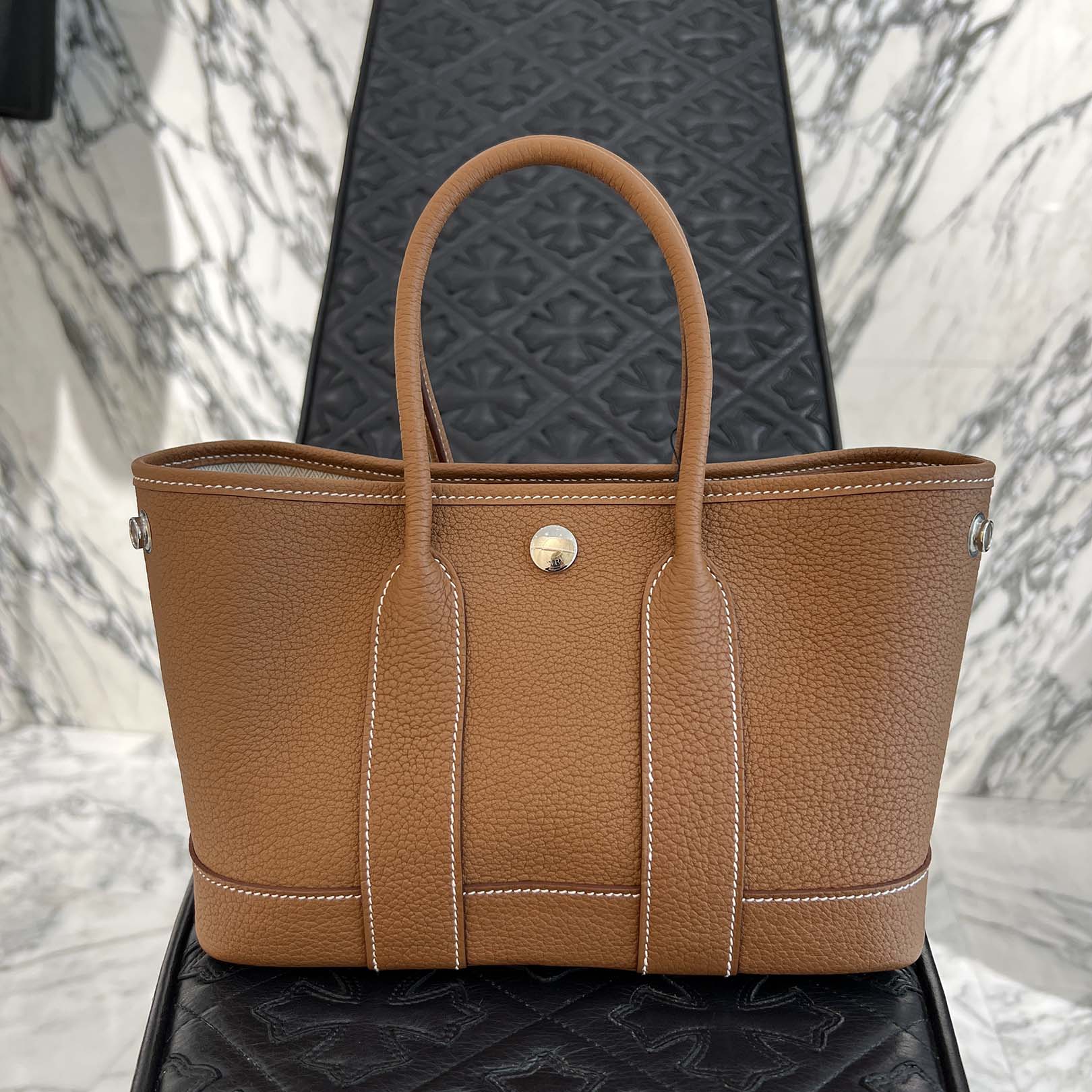 HERMES Néogarden Party TTPM "Gold" Leather Hand Bag K刻印 エルメス ネオガーデンパーティ TTPM "ゴールド" レザーハンドバッグ K刻印