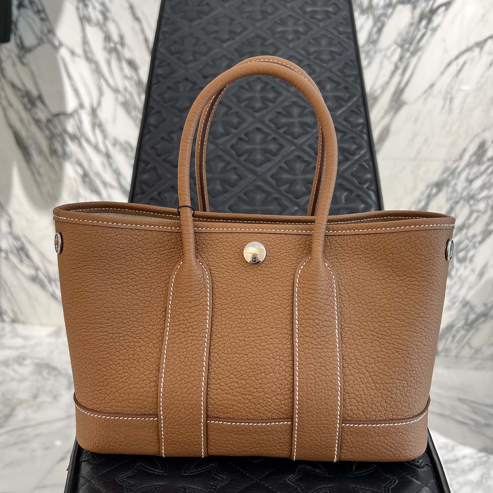 HERMES Néogarden Party TTPM "Gold" Leather Hand Bag K刻印 エルメス ネオガーデンパーティ TTPM "ゴールド" レザーハンドバッグ K刻印