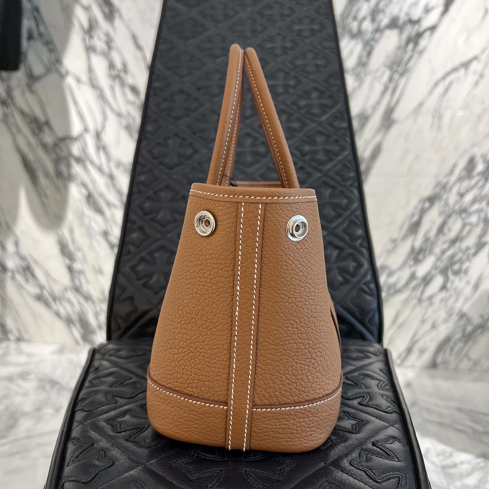 HERMES Néogarden Party TTPM "Gold" Leather Hand Bag K刻印 エルメス ネオガーデンパーティ TTPM "ゴールド" レザーハンドバッグ K刻印