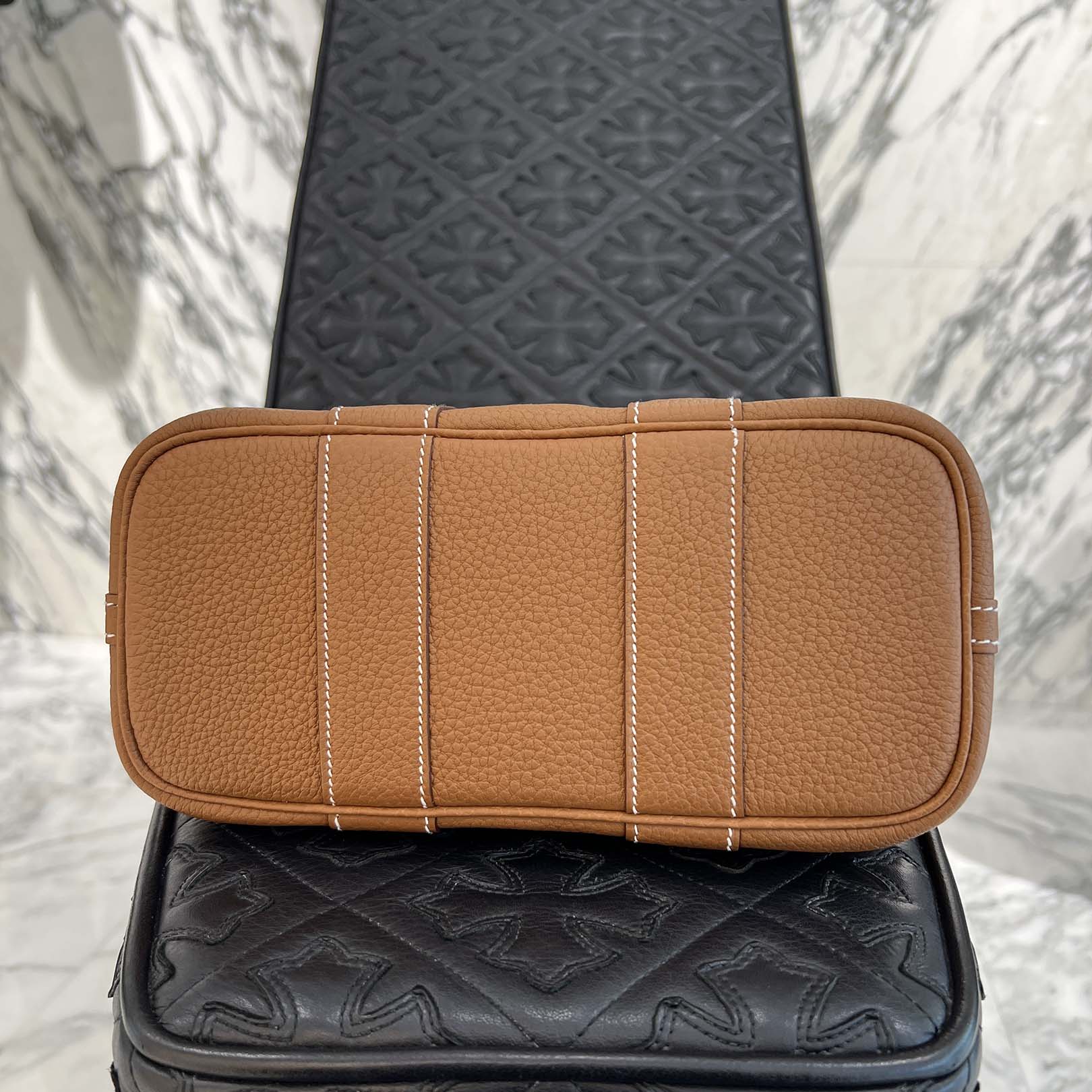 HERMES Néogarden Party TTPM "Gold" Leather Hand Bag K刻印 エルメス ネオガーデンパーティ TTPM "ゴールド" レザーハンドバッグ K刻印