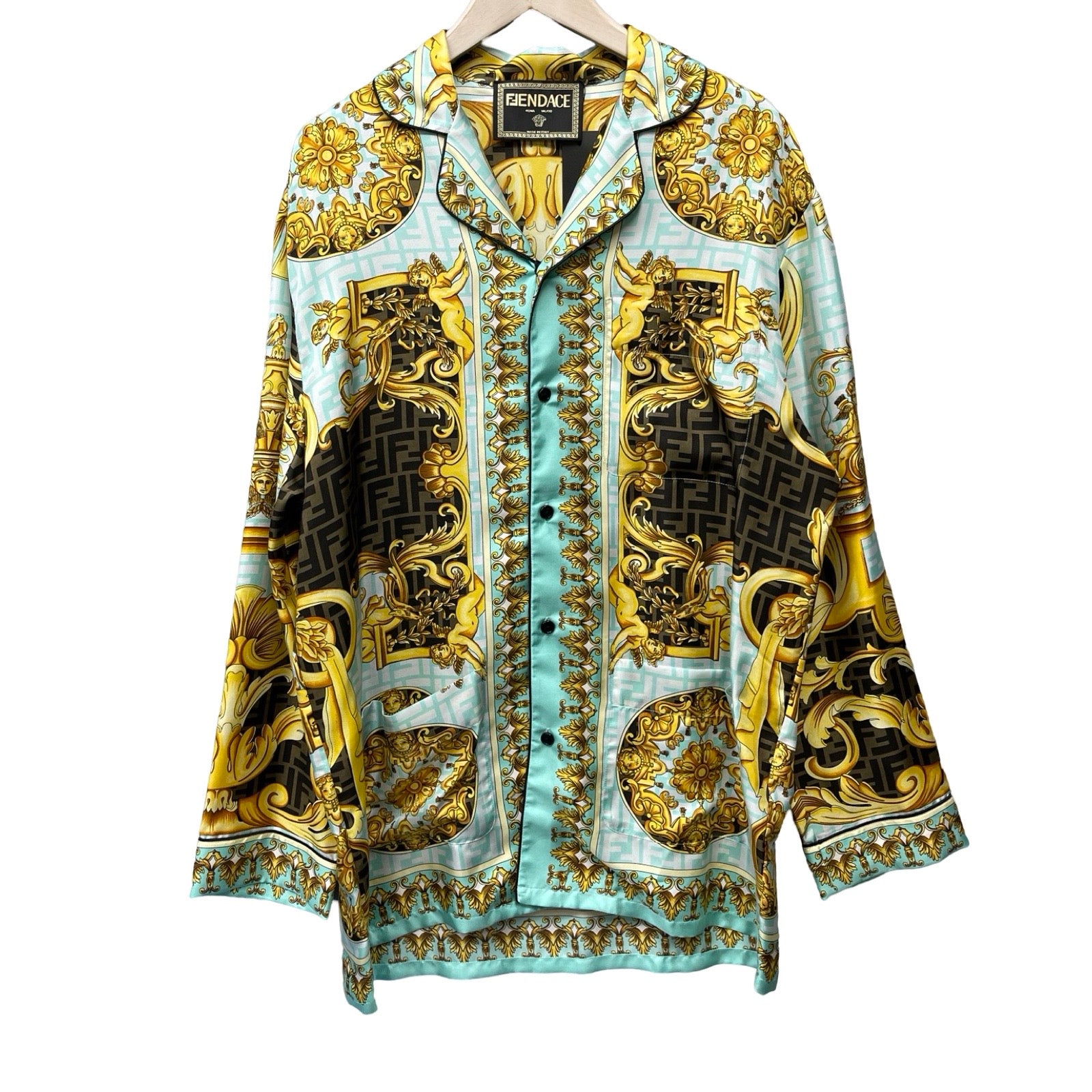 FENDI×VERSACE 2022SS Fendace Baroque Silk Shirt 1A03718 5V03 Size 4